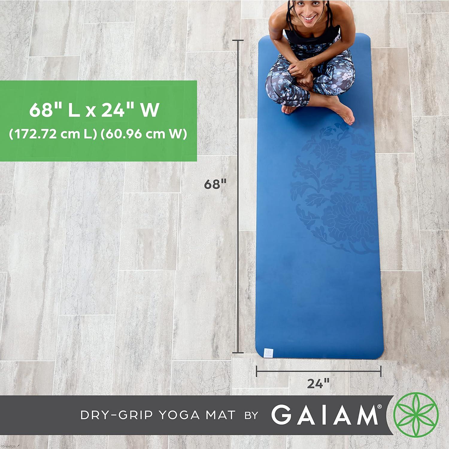imageGaiam DryGrip Yoga Mat 5mm Thick NonSlip Exercise ampamp Fitness Mat for Standard or Hot Yoga Pilates and Floor Workouts Cushioned Support NonSlip Coat 68 x 24 InchesPurple