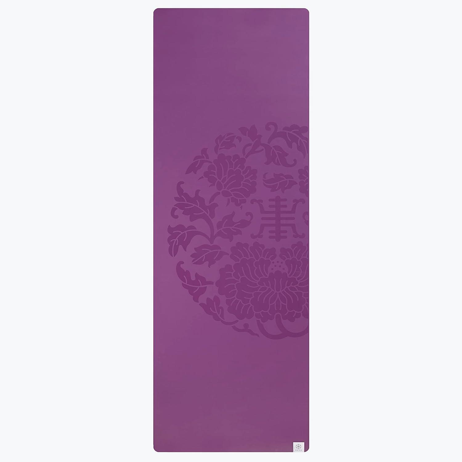 imageGaiam DryGrip Yoga Mat 5mm Thick NonSlip Exercise ampamp Fitness Mat for Standard or Hot Yoga Pilates and Floor Workouts Cushioned Support NonSlip Coat 68 x 24 InchesPurple