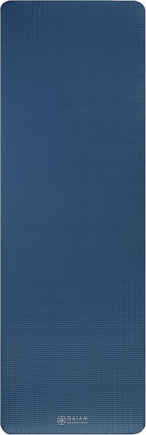 imageGaiam Essentials 25quot Thick 10mm Yoga ampamp Pilates Fitness ampamp Exercise Mat with EasyCinch Carrier Strap Cushion Support For Fitness and Gym WorkoutsNavy