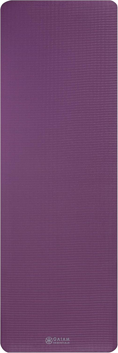 imageGaiam Essentials 25quot Thick 10mm Yoga ampamp Pilates Fitness ampamp Exercise Mat with EasyCinch Carrier Strap Cushion Support For Fitness and Gym WorkoutsPurple