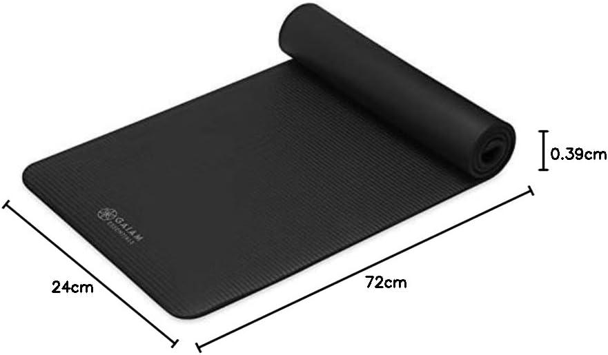 imageGaiam Essentials 25quot Thick 10mm Yoga ampamp Pilates Fitness ampamp Exercise Mat with EasyCinch Carrier Strap Cushion Support For Fitness and Gym WorkoutsBlack