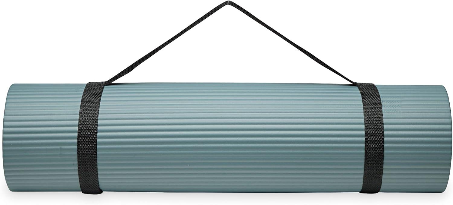 imageGaiam Essentials 25quot Thick 10mm Yoga ampamp Pilates Fitness ampamp Exercise Mat with EasyCinch Carrier Strap Cushion Support For Fitness and Gym WorkoutsBalsam