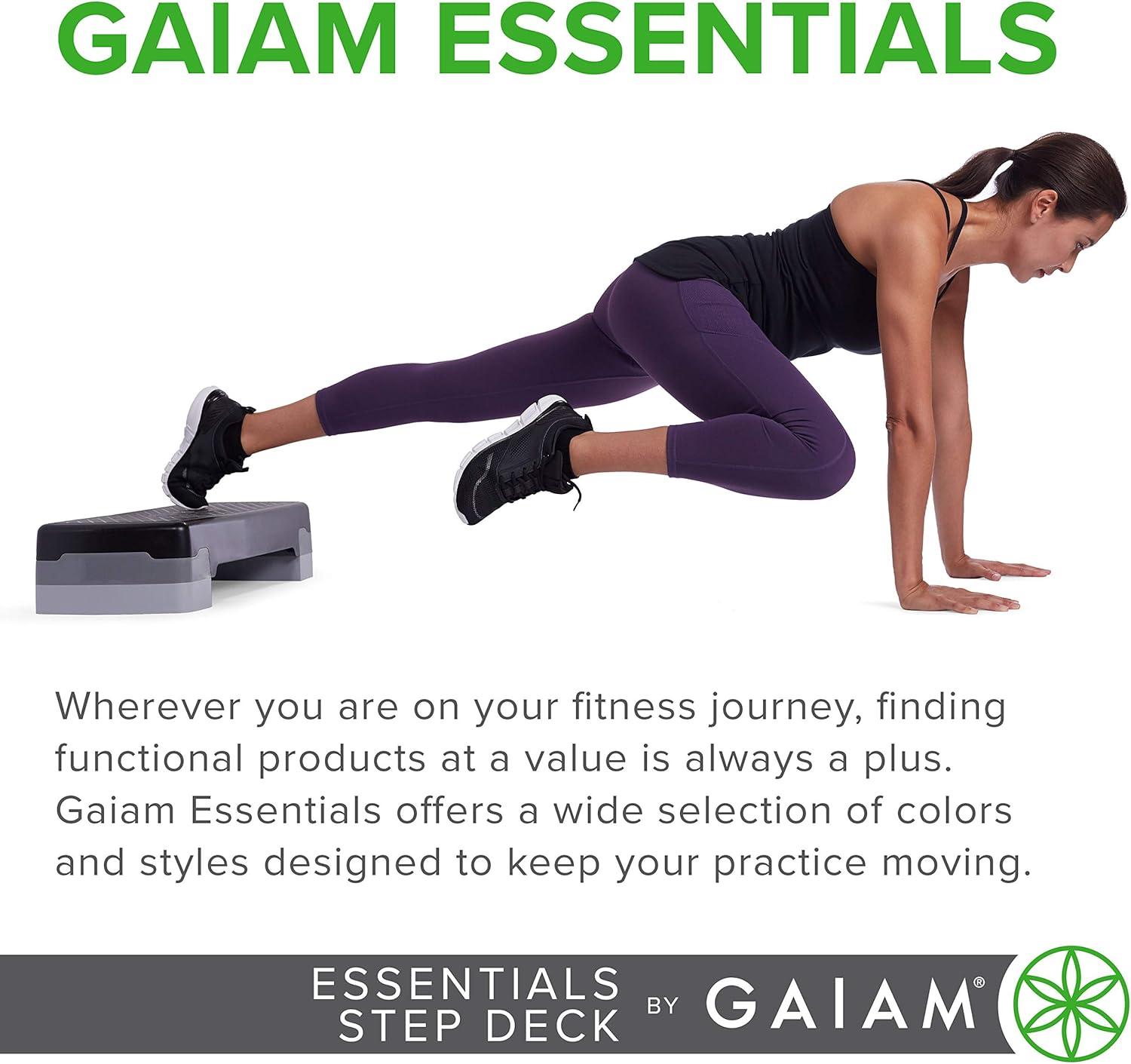 imageGaiam Essentials Exercise Step Platform Aerobic Stepper Bench Fitness Equipment Workout Deck with Adjustable Riser Height ampamp Non Slip Textured Surface Black