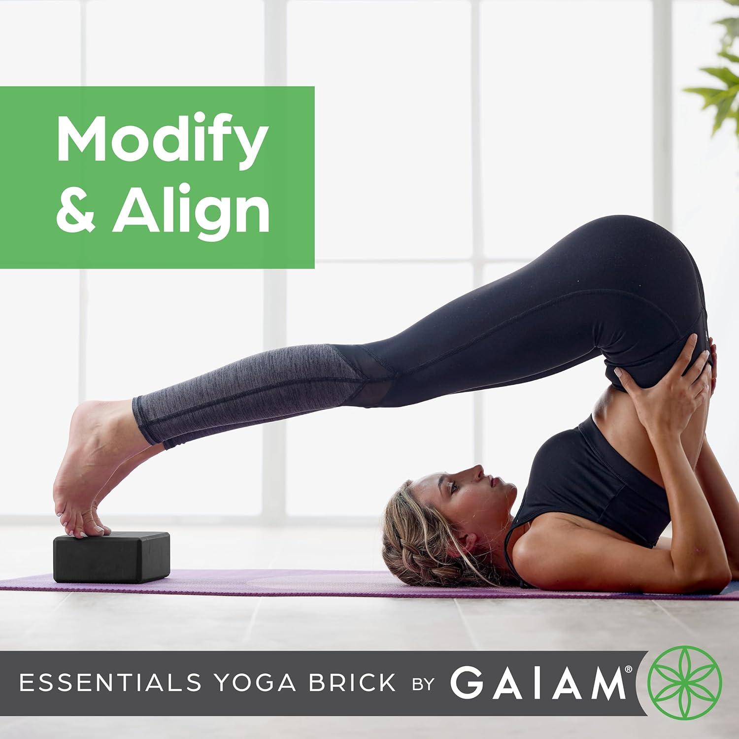 imageGaiam Essentials Yoga Brick EVA Foam Block Accessories for Yoga Meditation Pilates Stretching 2 PackBlack
