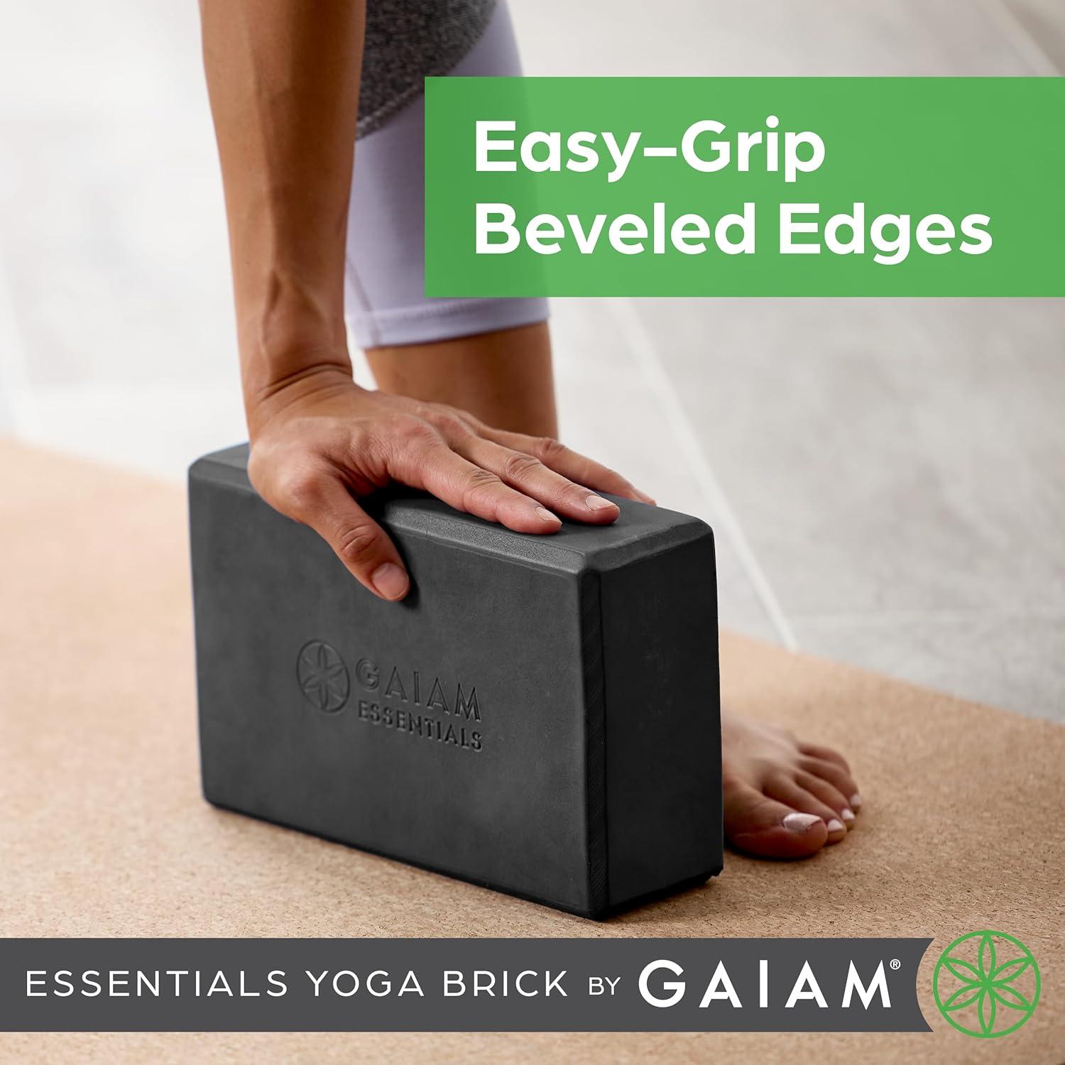 imageGaiam Essentials Yoga Brick EVA Foam Block Accessories for Yoga Meditation Pilates Stretching 2 PackBlack