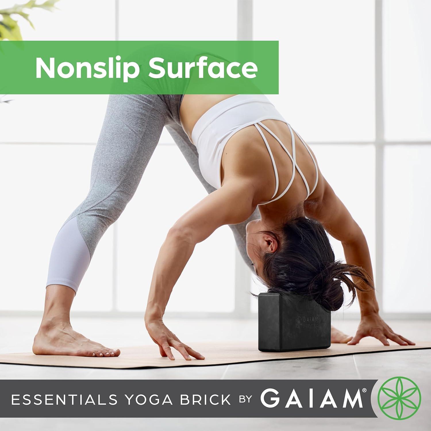 imageGaiam Essentials Yoga Brick EVA Foam Block Accessories for Yoga Meditation Pilates Stretching 2 PackBlack