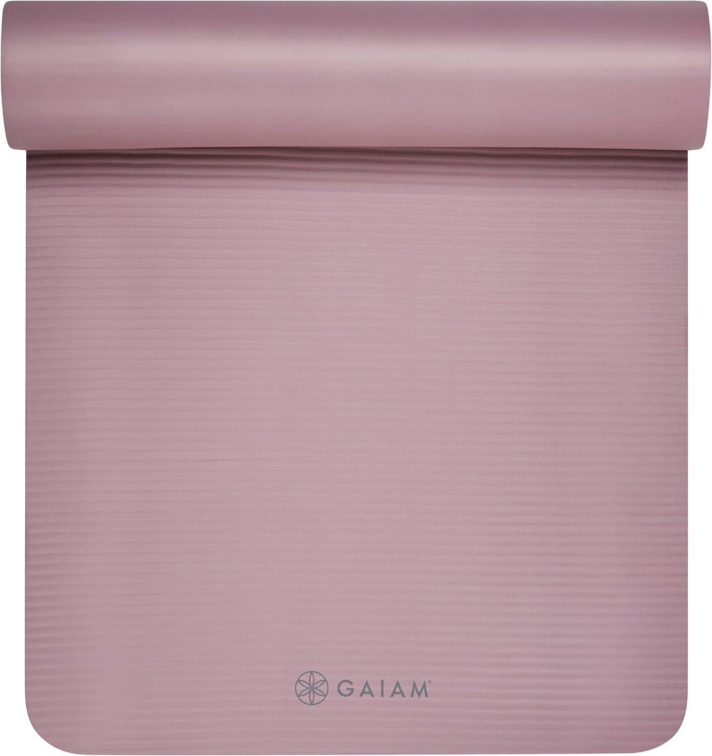 imageGaiam ExtraThick Yoga Fitness Mat and Exercise Mat with NonSlip Texture and Easy Carry StrapPurple