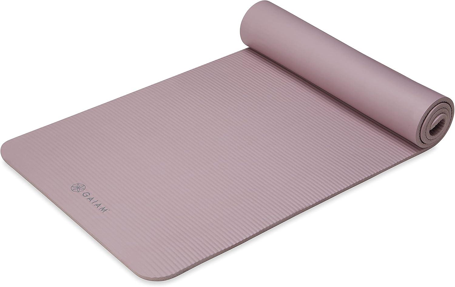 imageGaiam ExtraThick Yoga Fitness Mat and Exercise Mat with NonSlip Texture and Easy Carry StrapPurple