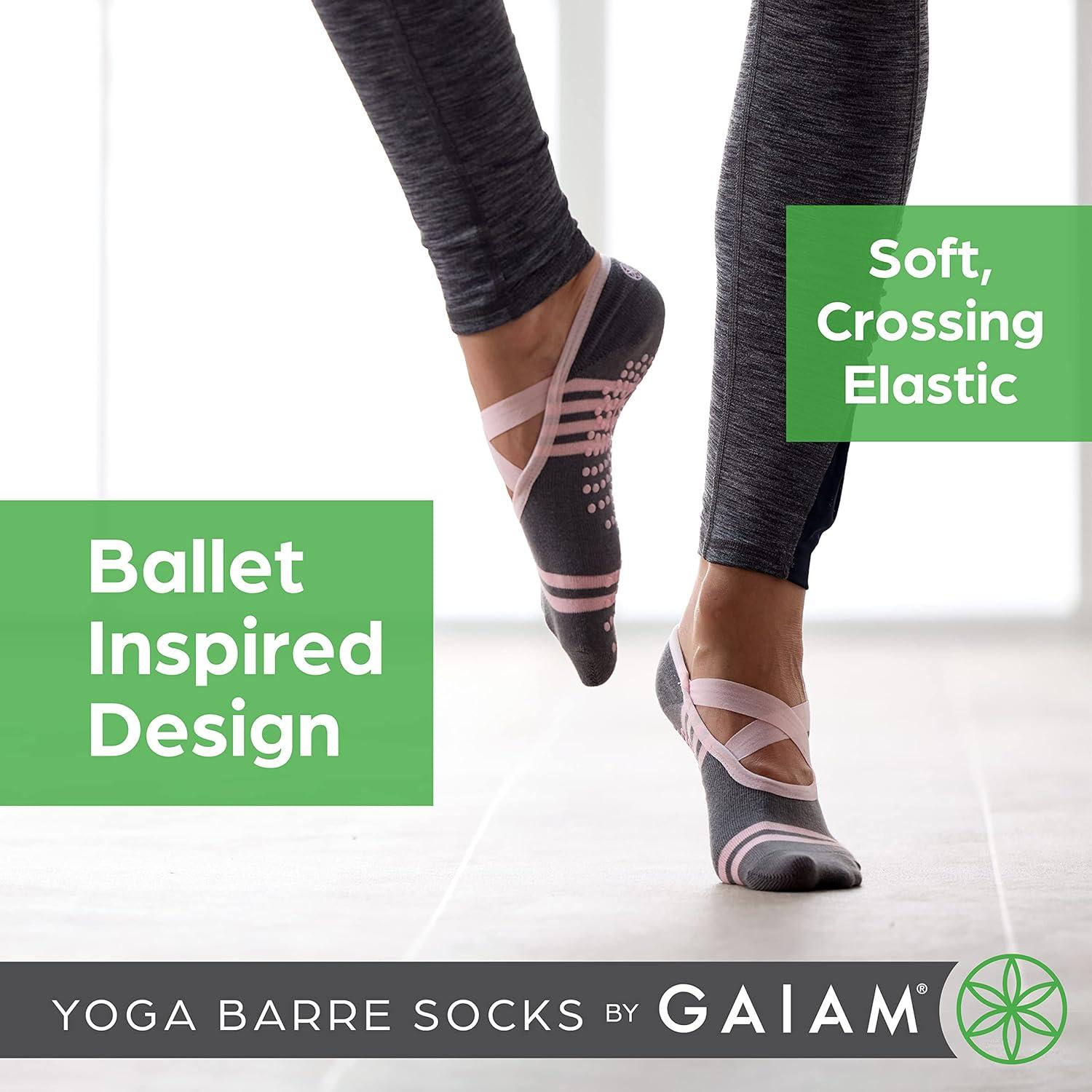 imageGaiam Grippy Studio Yoga Socks for Extra Grip in Standard or Hot YogaBlackGrey