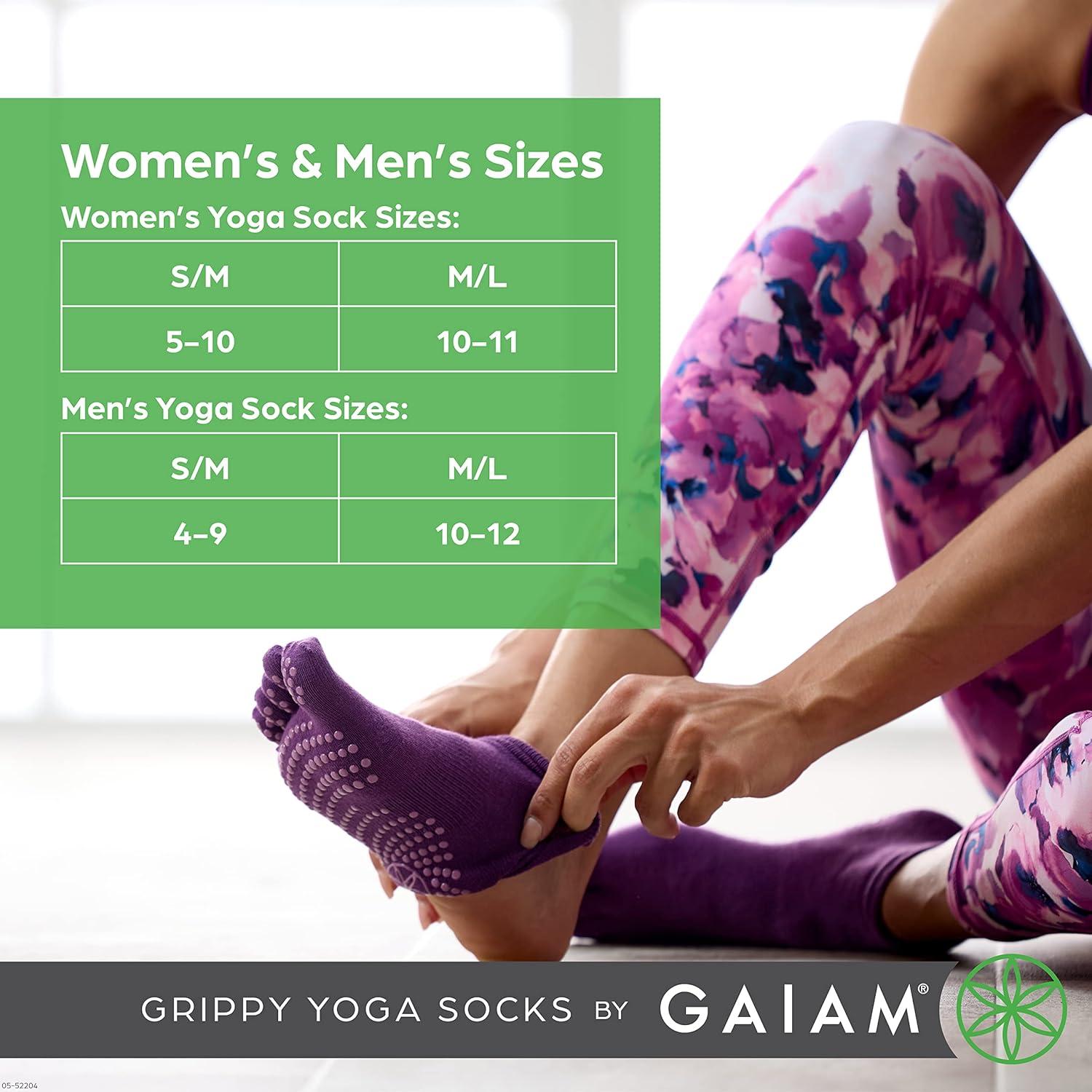 imageGaiam Grippy Yoga Socks for Women ampamp Men Full Toe Non Slip Sticky Grip Accessories for Yoga Barre Pilates Dance BalletGrey SM