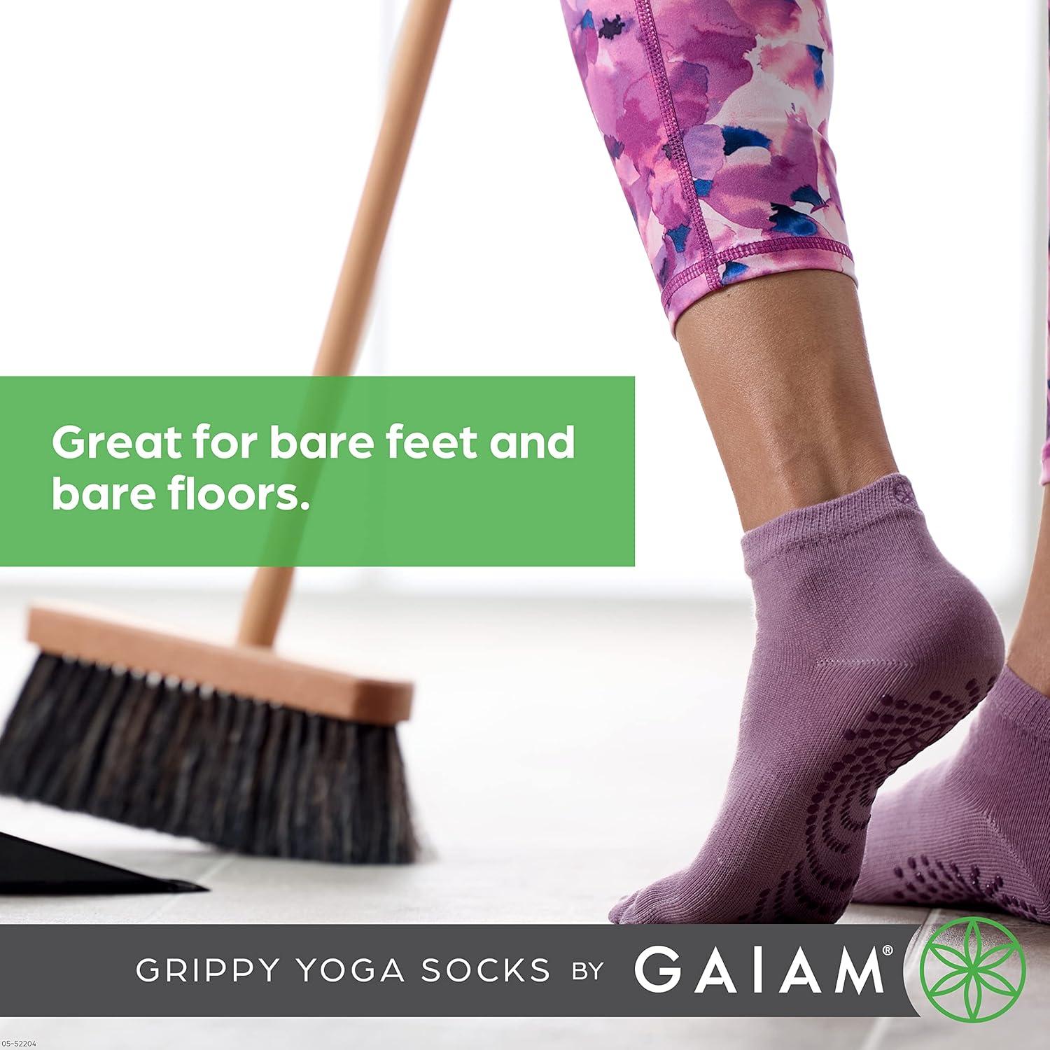 imageGaiam Grippy Yoga Socks for Women ampamp Men Full Toe Non Slip Sticky Grip Accessories for Yoga Barre Pilates Dance BalletGrey SM