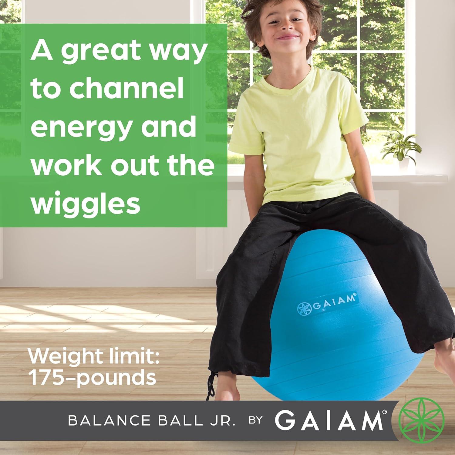 imageGaiam Kids Balance Ball Chair Classic Childrens Stability Ball Chair Alternative School Classroom Flexible Desk Seating for Active Students with Satisfaction Guarantee BlueGreenBlueGreen