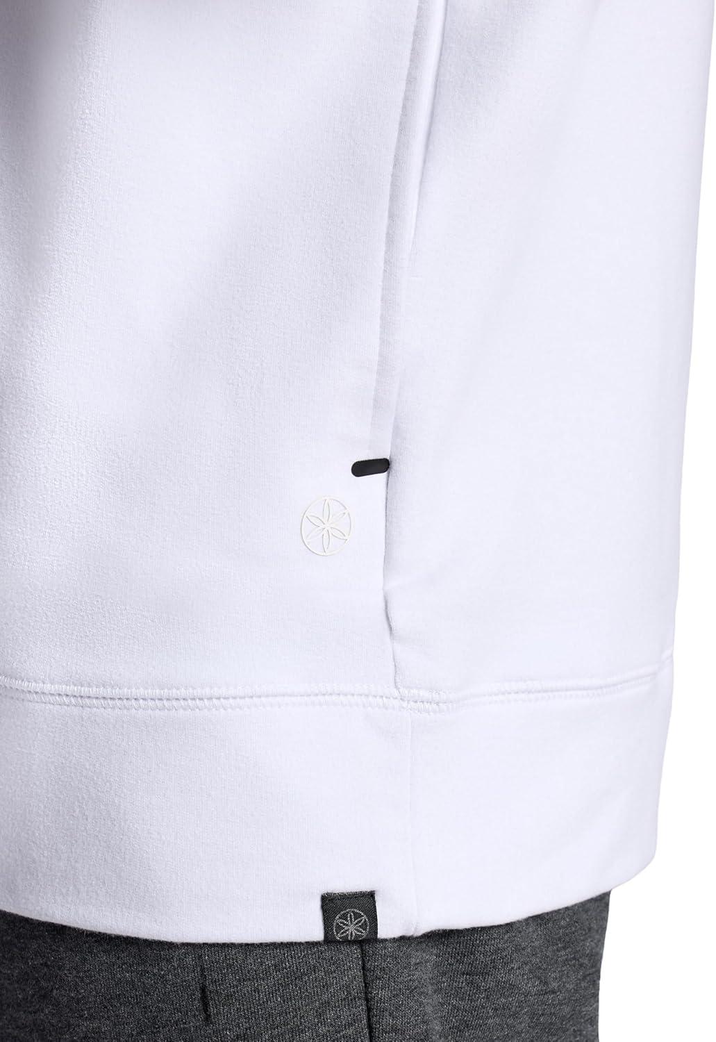 imageGaiam Mens Lotus Oblong Hoodie Relaxed Fit Stretch Heavyweight Terry MaterialStark White