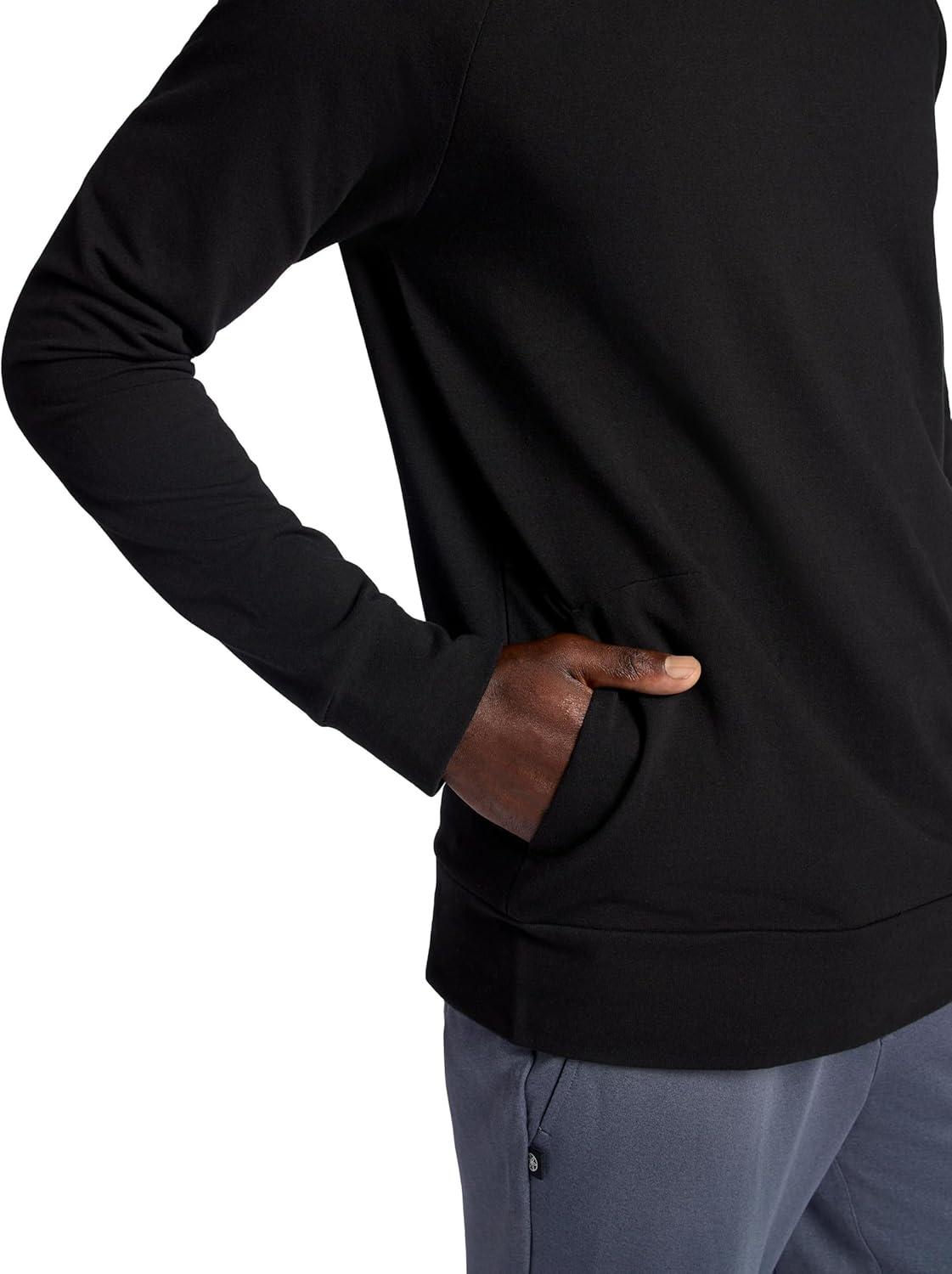 imageGaiam Mens Namaste Cowl Neck Hoodie Standard Fit Stretch Midweight Terry MaterialBlack