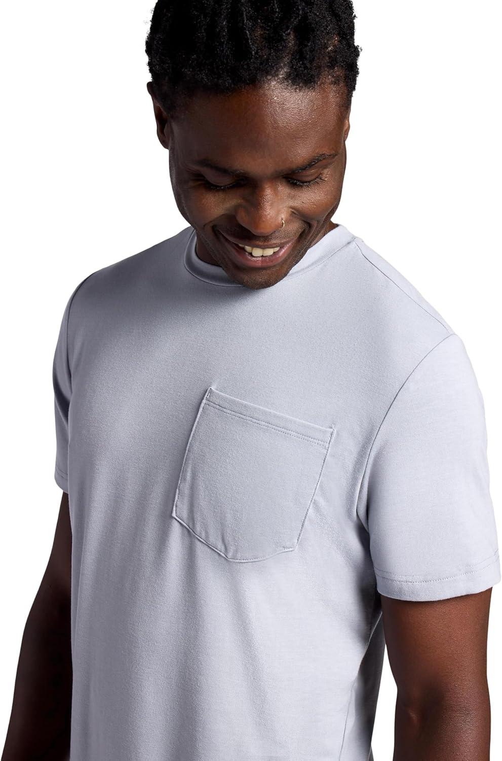 imageGaiam Mens Tech TShirt with Pocket Standard Fit Stretch Midweight MaterialSleet