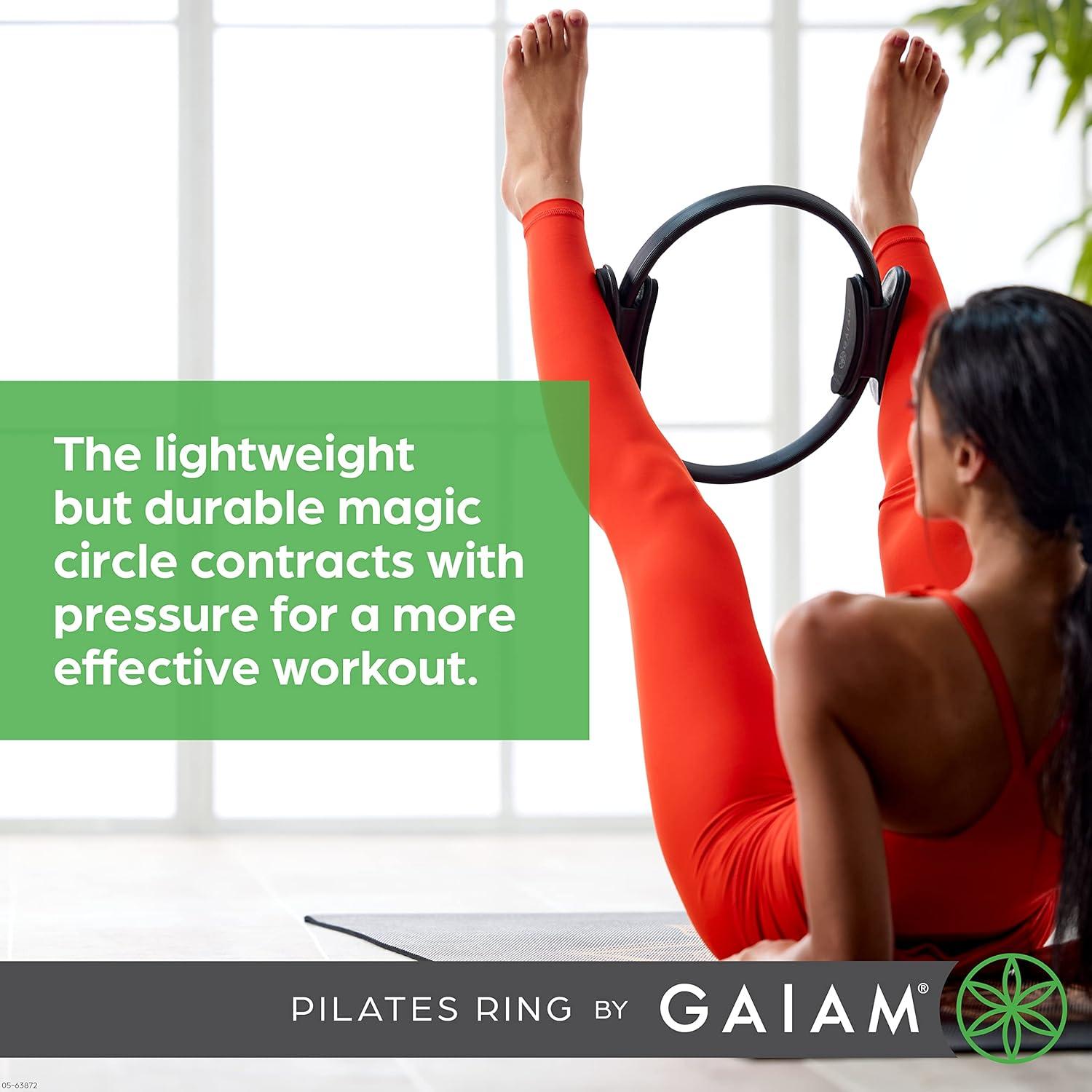 imageGaiam Pilates Ring Fitness Circle Lightweight ampamp Durable Foam Padded Handles Flexible Resistance Exercise Equipment for Toning Arms ThighsLegs ampamp CoreBlack