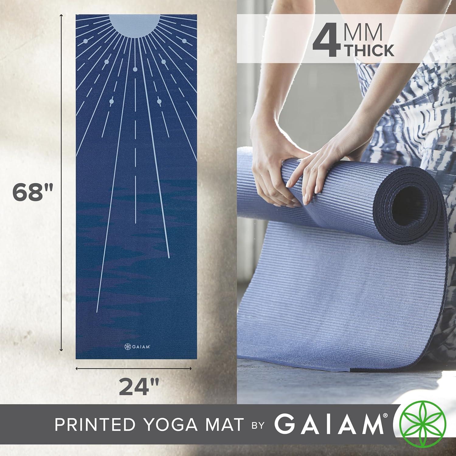 imageGaiam Print Yoga Mat Non Slip Exercise ampamp Fitness Mat for All Types of Yoga Pilates ampamp Floor ExercisesMoonlit Tide