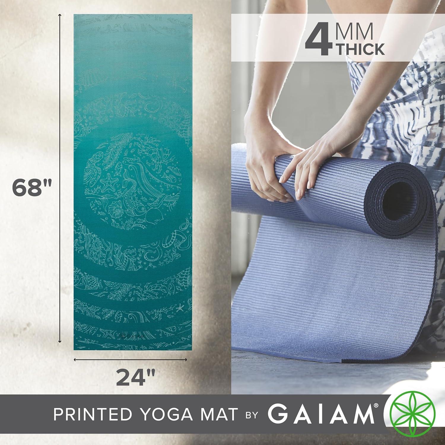 imageGaiam Print Yoga Mat Non Slip Exercise ampamp Fitness Mat for All Types of Yoga Pilates ampamp Floor ExercisesUnder the Sea