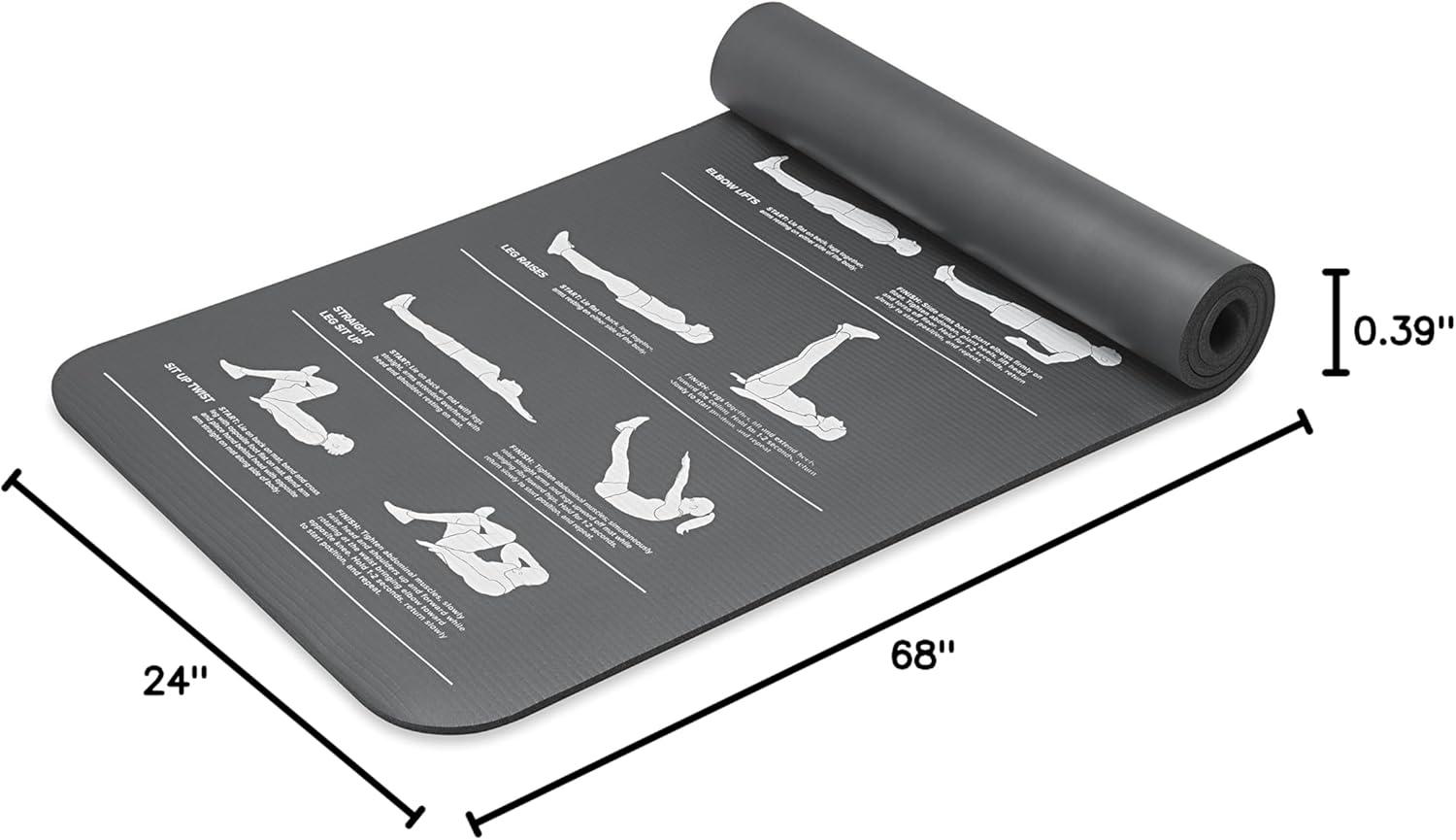 imageGaiam Restore Fitness Exercise Mat with SelfGuided Exercise Illustrations Printed on Mat 10mm Thick
