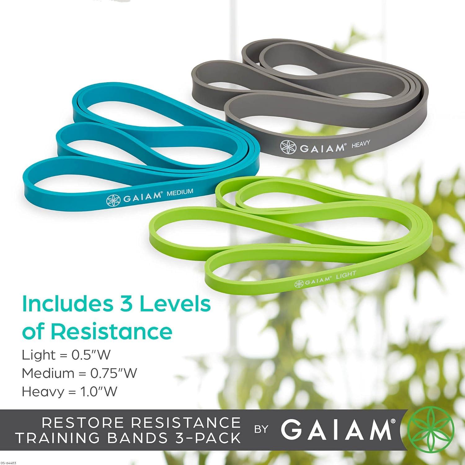 imageGaiam Restore Resistance Training Workout Pull Up Bands 3 Pack ExtraStrong Durable Progressive Resistance Exercise Loop Cords for Assisted Pull Ups and Strength Bands Training