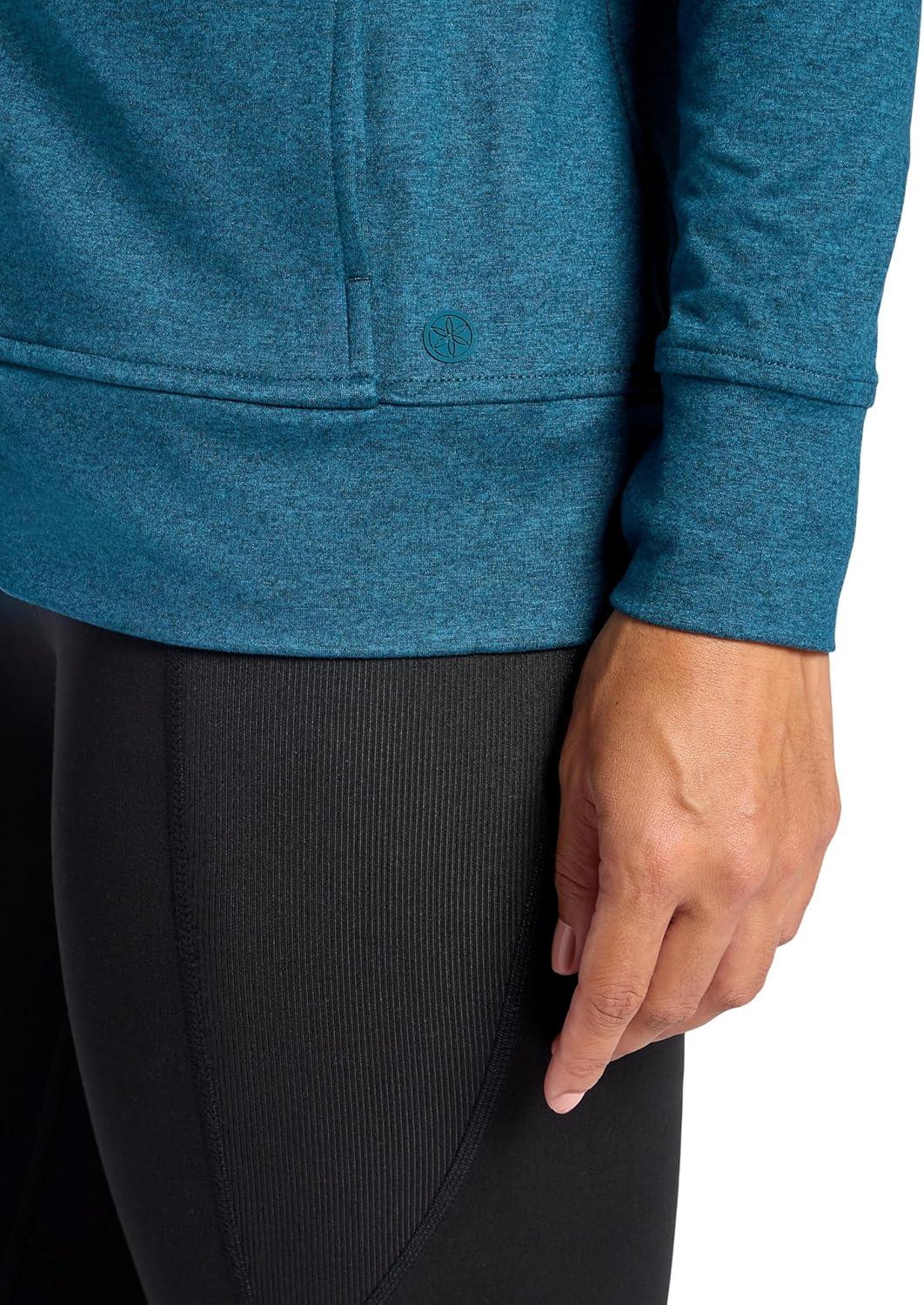 imageGaiam Womens Marled Hooded Jacket Slim Fit Stretch Midweight Heathered MaterialReflecting Pond Heather