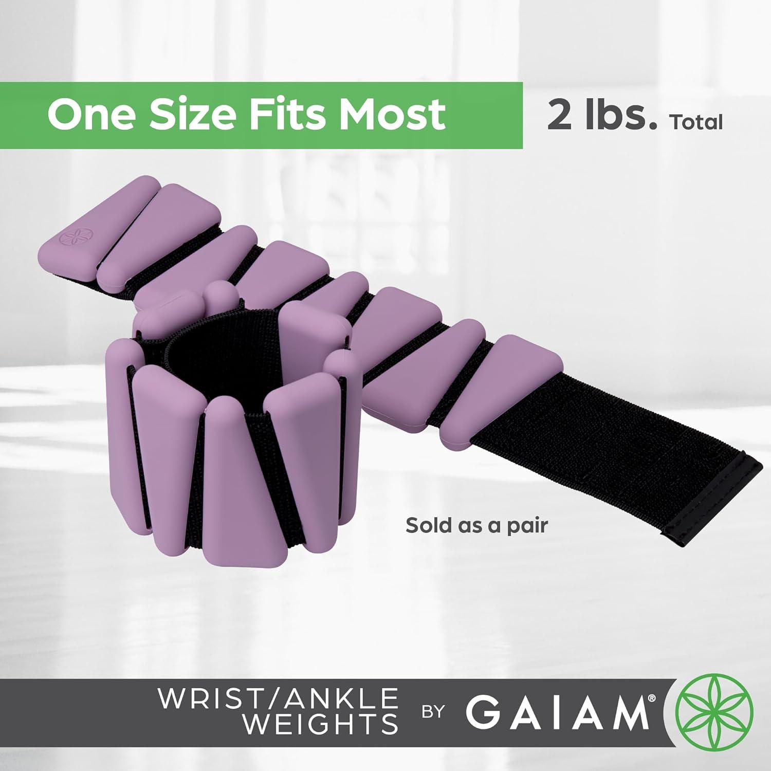 imageGaiam Wrist and Ankle Weights Wearable Bracelet to Strengthen Tone ampamp Sculpt Adjustable Ankle Weights for Women ampamp Men for Yoga Dance Pilates Barre Cardio Home ampamp Gym UseDusty Lavender2LB Set of 2 1lb Weights
