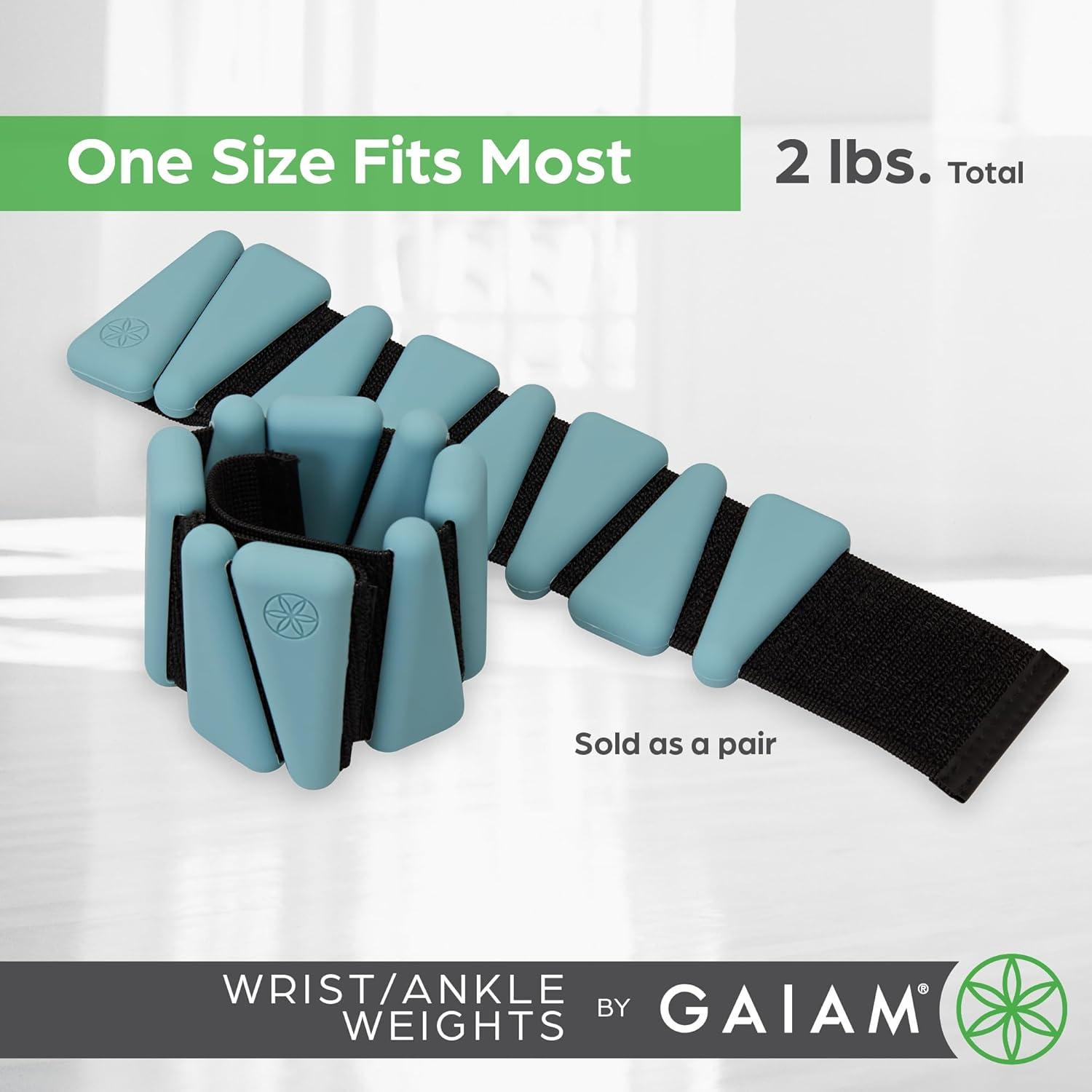 imageGaiam Wrist and Ankle Weights Wearable Bracelet to Strengthen Tone ampamp Sculpt Adjustable Ankle Weights for Women ampamp Men for Yoga Dance Pilates Barre Cardio Home ampamp Gym UseSeafoam2LB Set of 2 1lb Weights