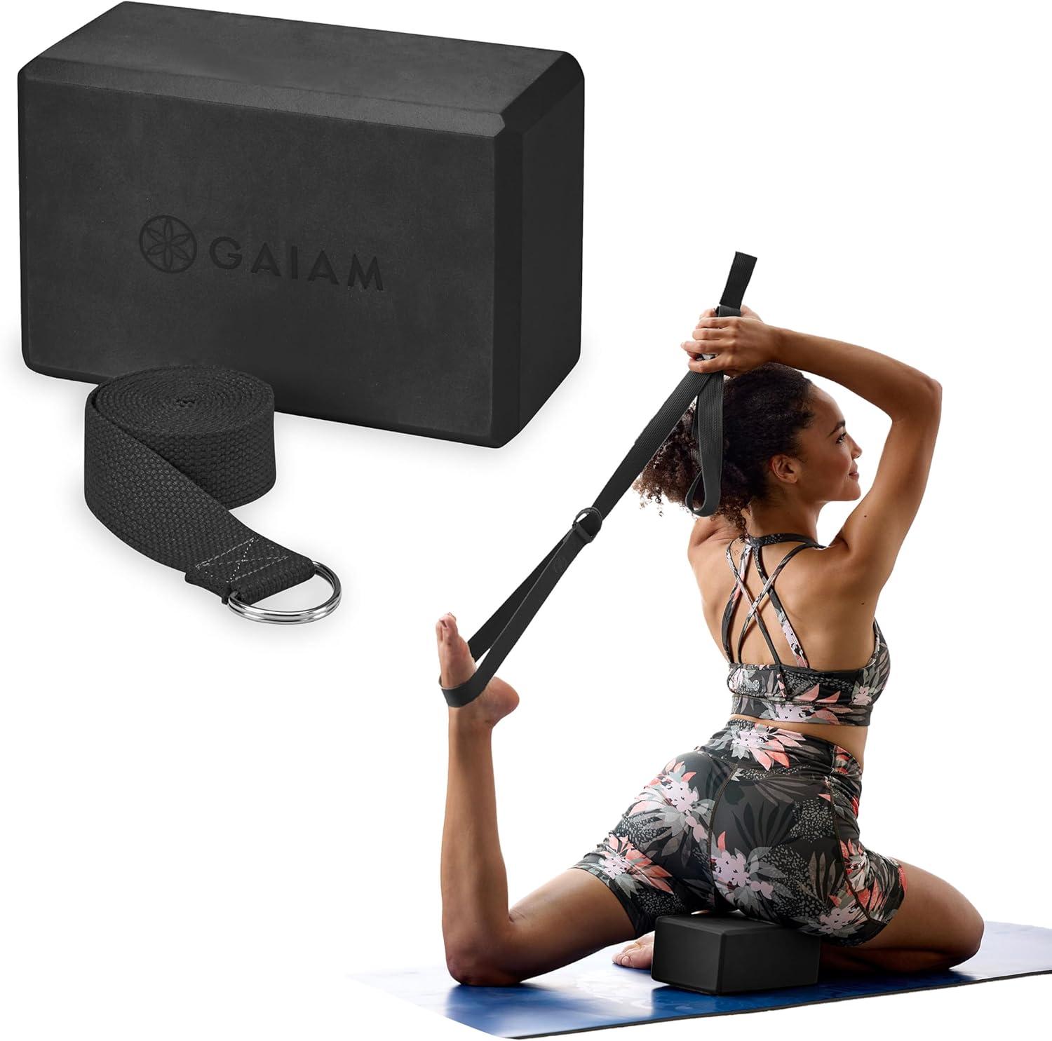 imageGaiam Yoga Block Supportive LatexFree Eva Foam Soft NonSlip Surface with Beveled Edges for Yoga Pilates Meditation Yoga Accessories for Stability Balance Deepen StretchesBlack