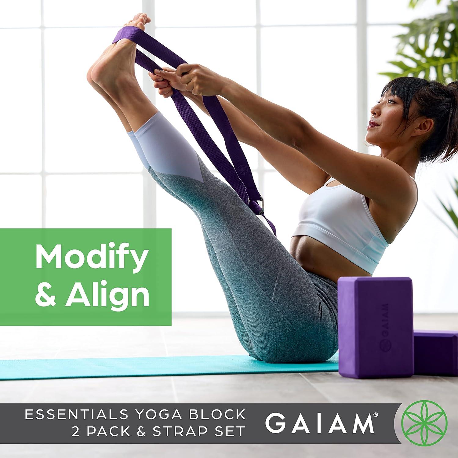 imageGaiam Yoga Block Supportive LatexFree Eva Foam Soft NonSlip Surface with Beveled Edges for Yoga Pilates Meditation Yoga Accessories for Stability Balance Deepen Stretches2pk Combo Deep Purple