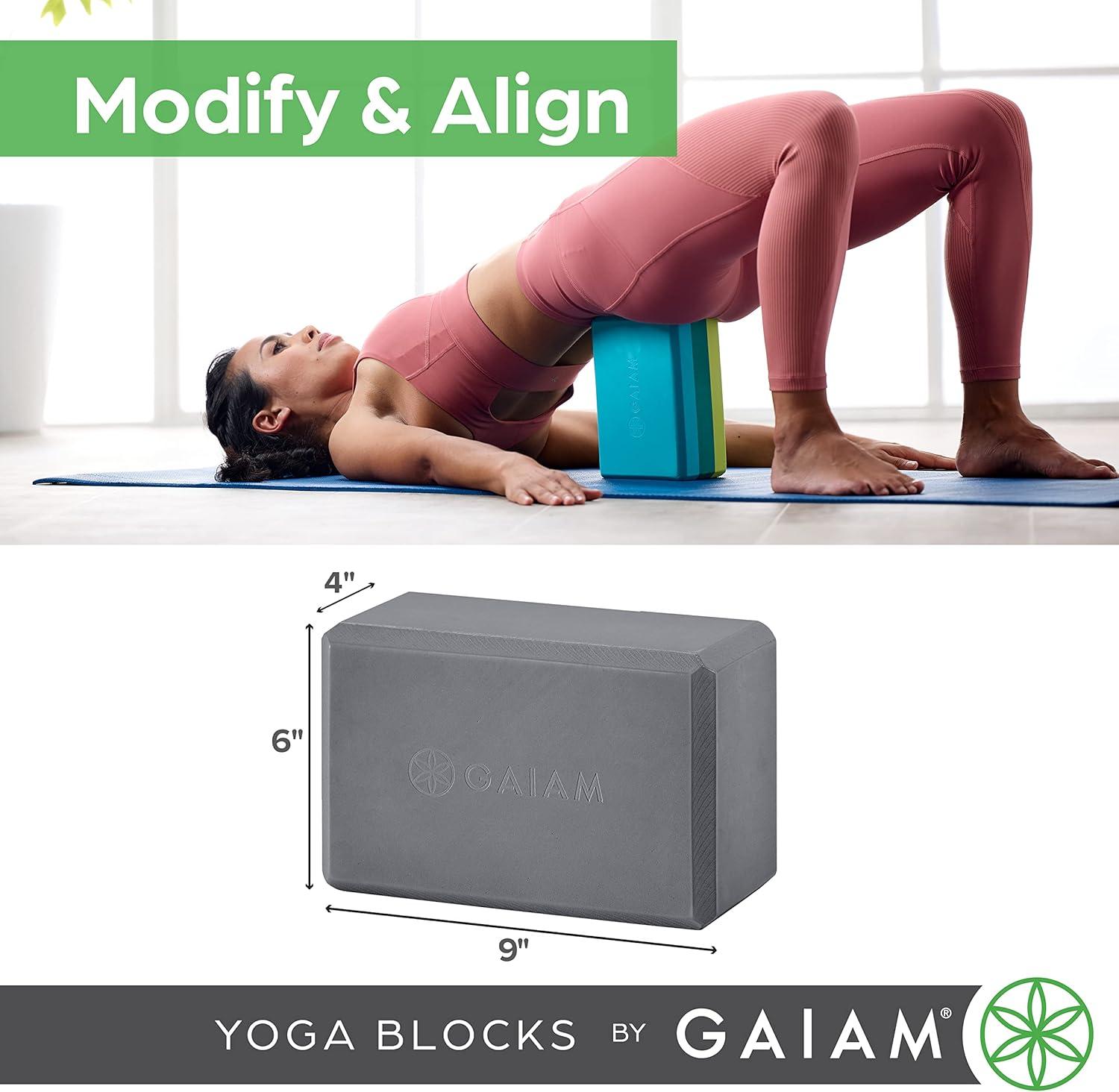 imageGaiam Yoga Block Supportive LatexFree Eva Foam Soft NonSlip Surface with Beveled Edges for Yoga Pilates Meditation Yoga Accessories for Stability Balance Deepen StretchesBlue Shadow Point