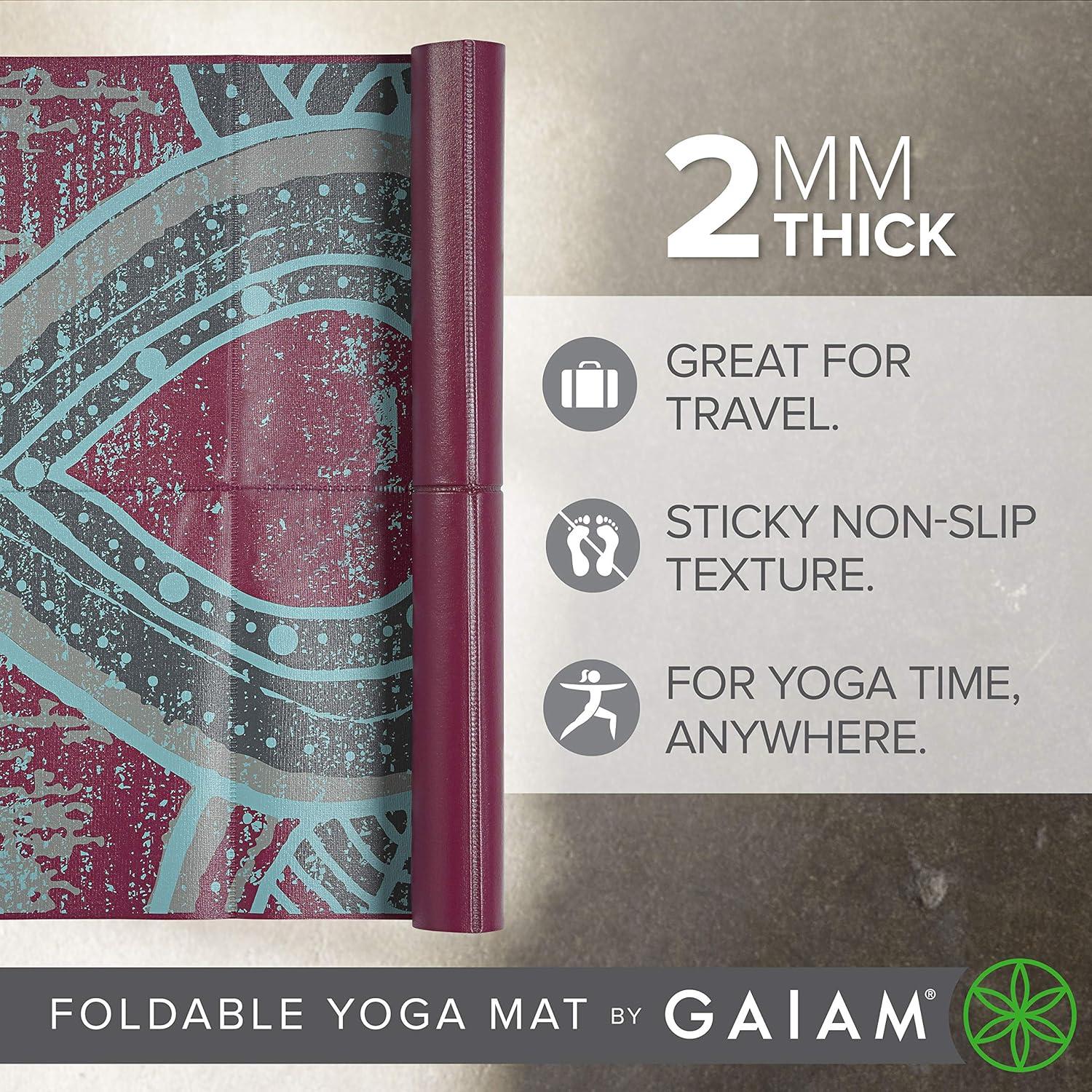 imageGaiam Yoga Mat Folding Travel Fitness ampamp Exercise Mat Foldable Yoga Mat for All Types of Yoga Pilates ampamp Floor Workouts 68quotL x 24quotW x 2mm ThickBe Free