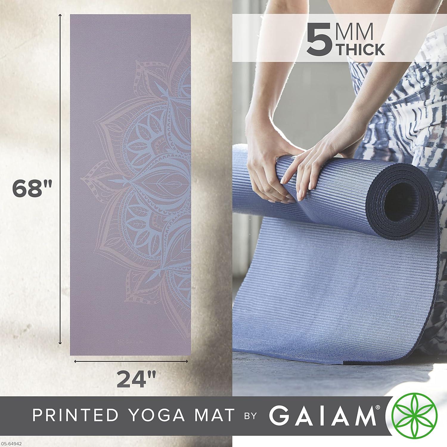 imageGaiam Yoga Mat Premium 5mm Print Thick Non Slip Exercise ampamp Fitness Mat for All Types of Yoga Pilates ampamp Floor Workouts 68quot x 24quot x 5mmDusty Purple Point