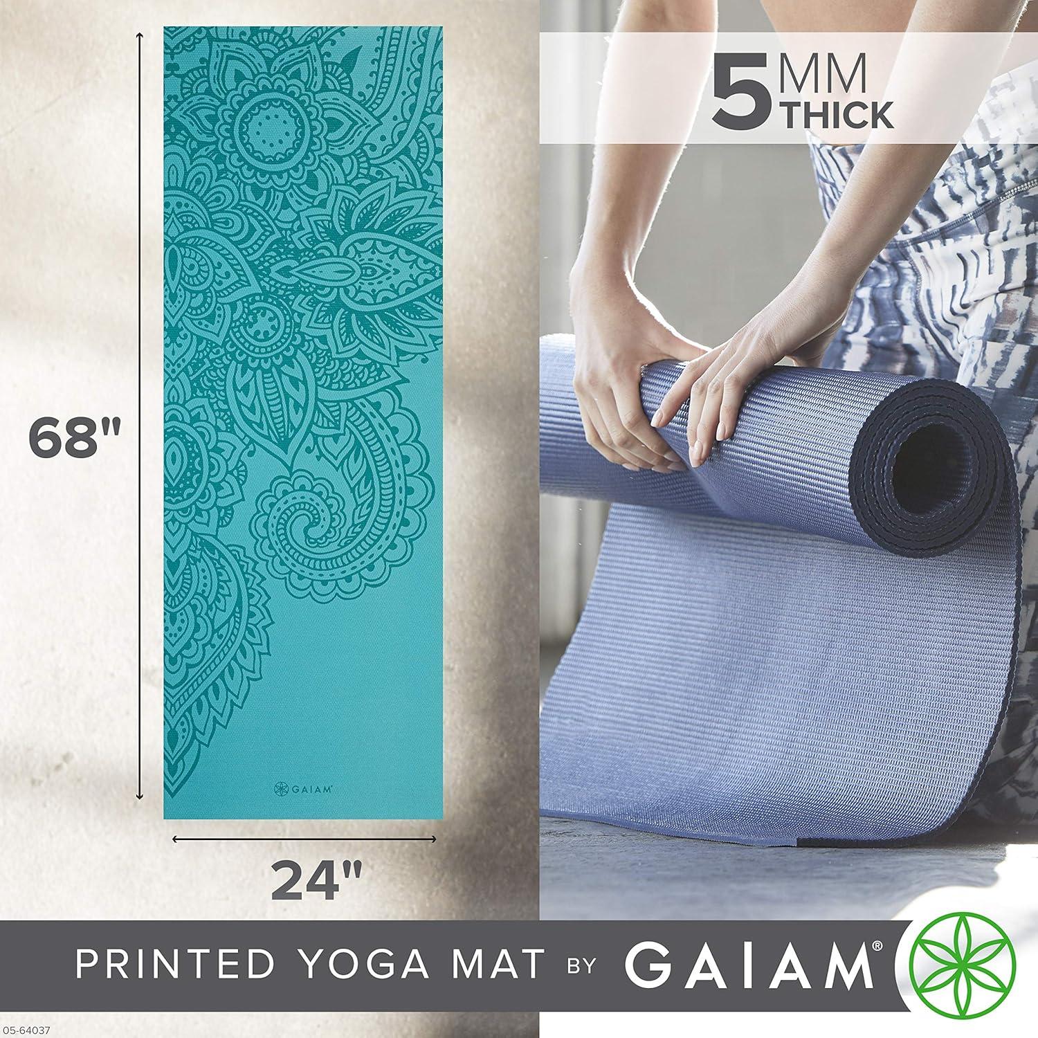 imageGaiam Yoga Mat Premium 5mm Print Thick Non Slip Exercise ampamp Fitness Mat for All Types of Yoga Pilates ampamp Floor Workouts 68quot x 24quot x 5mmPaisley Frost