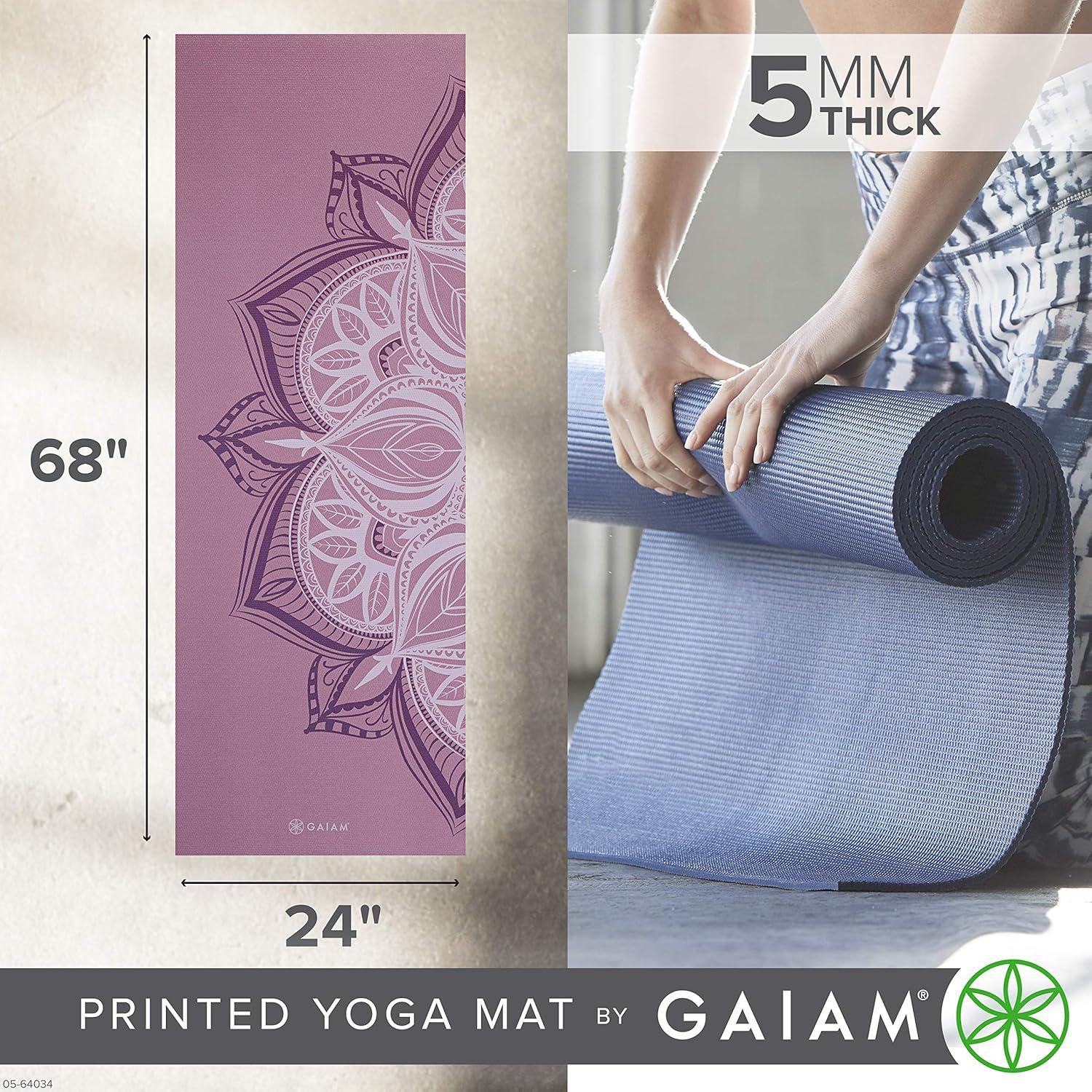 imageGaiam Yoga Mat Premium 5mm Print Thick Non Slip Exercise ampamp Fitness Mat for All Types of Yoga Pilates ampamp Floor Workouts 68quot x 24quot x 5mmViolet Blush Point