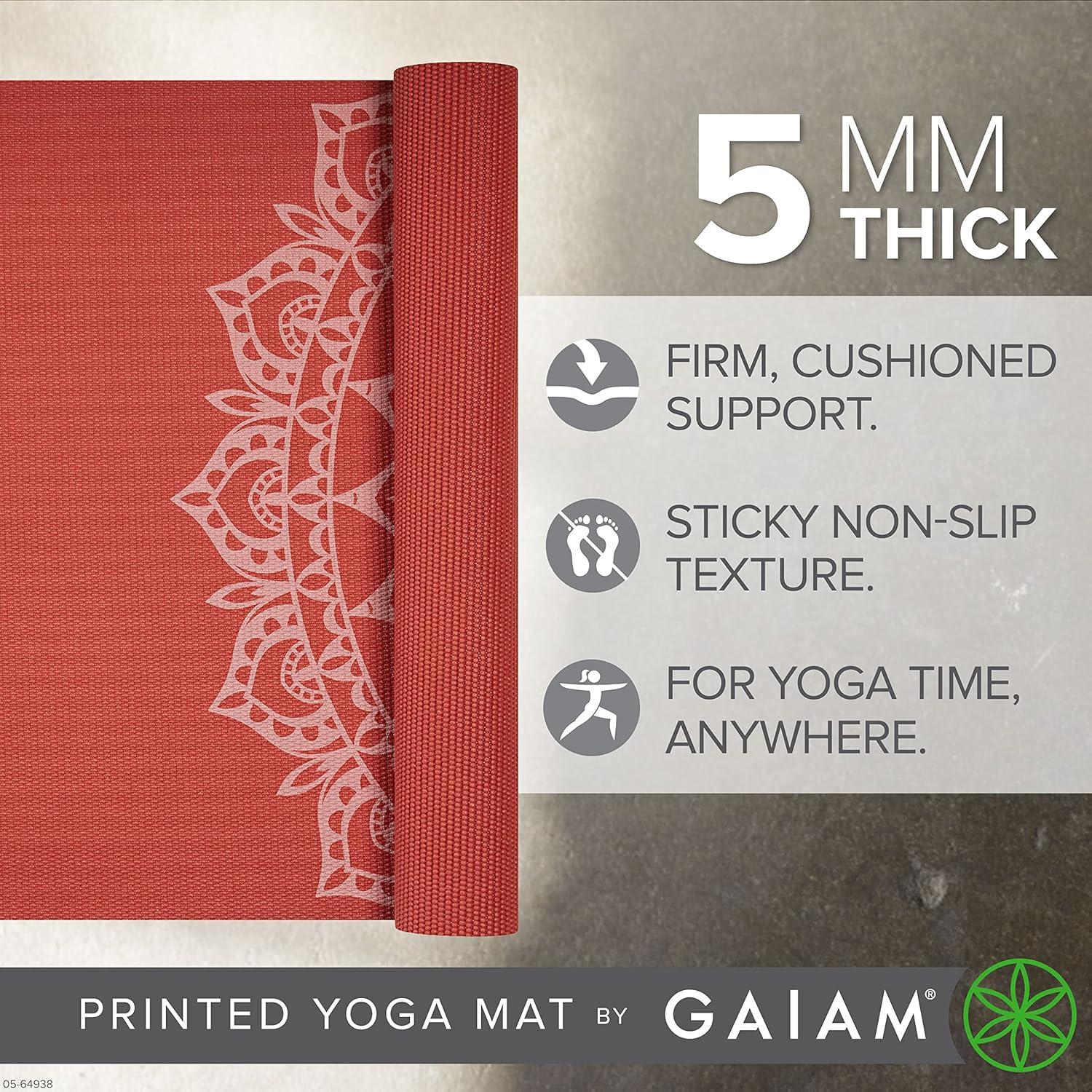 imageGaiam Yoga Mat Premium 5mm Print Thick Non Slip Exercise ampamp Fitness Mat for All Types of Yoga Pilates ampamp Floor Workouts 68quot x 24quot x 5mmSunburnt Marrakesh