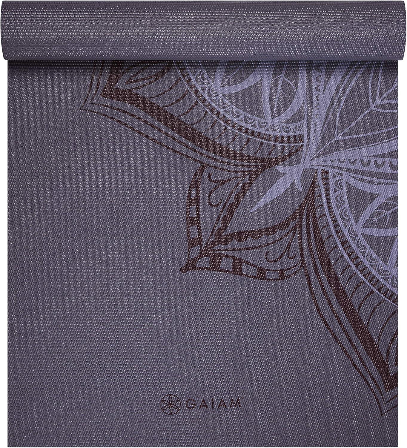imageGaiam Yoga Mat Premium 5mm Print Thick Non Slip Exercise ampamp Fitness Mat for All Types of Yoga Pilates ampamp Floor Workouts 68quot x 24quot x 5mmAubergine Point