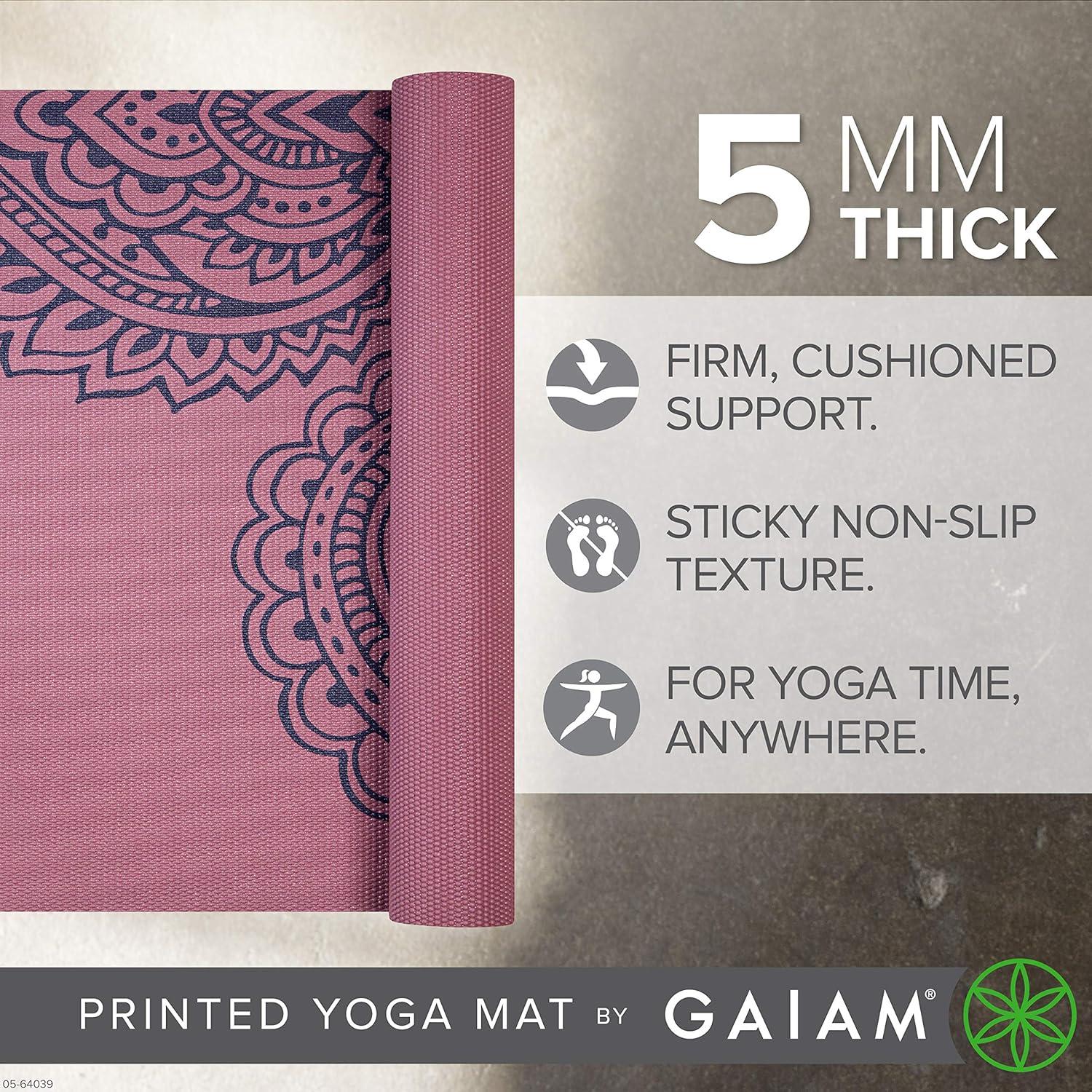 imageGaiam Yoga Mat Premium 5mm Print Thick Non Slip Exercise ampamp Fitness Mat for All Types of Yoga Pilates ampamp Floor Workouts 68quot x 24quot x 5mmPaisley Tropical