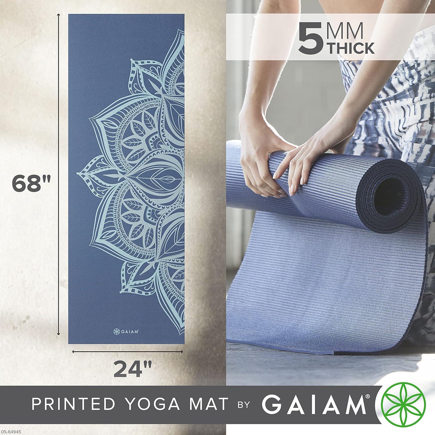 imageGaiam Yoga Mat Premium 5mm Print Thick Non Slip Exercise ampamp Fitness Mat for All Types of Yoga Pilates ampamp Floor Workouts 68quot x 24quot x 5mmHigh Tide Point