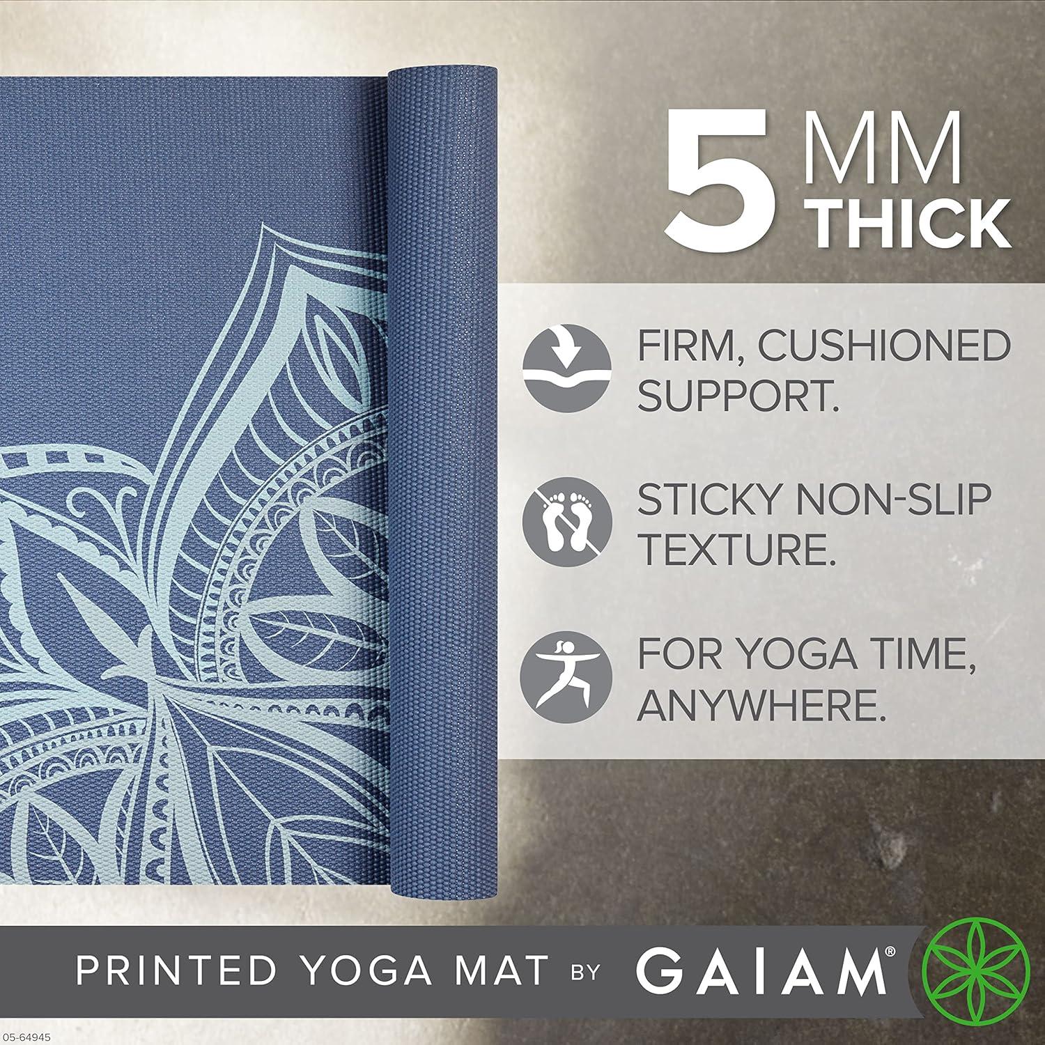 imageGaiam Yoga Mat Premium 5mm Print Thick Non Slip Exercise ampamp Fitness Mat for All Types of Yoga Pilates ampamp Floor Workouts 68quot x 24quot x 5mmHigh Tide Point