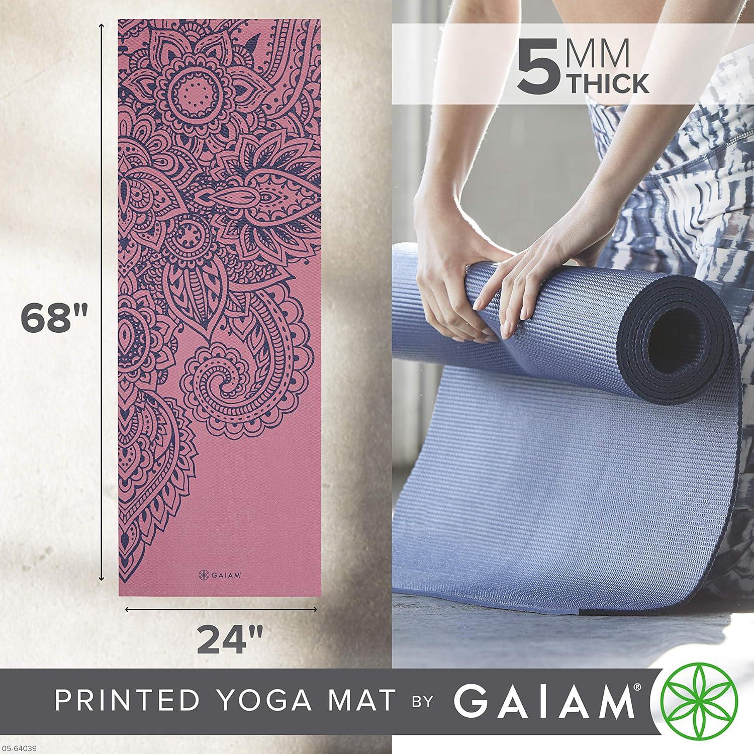imageGaiam Yoga Mat Premium 5mm Print Thick Non Slip Exercise ampamp Fitness Mat for All Types of Yoga Pilates ampamp Floor Workouts 68quot x 24quot x 5mmPaisley Tropical