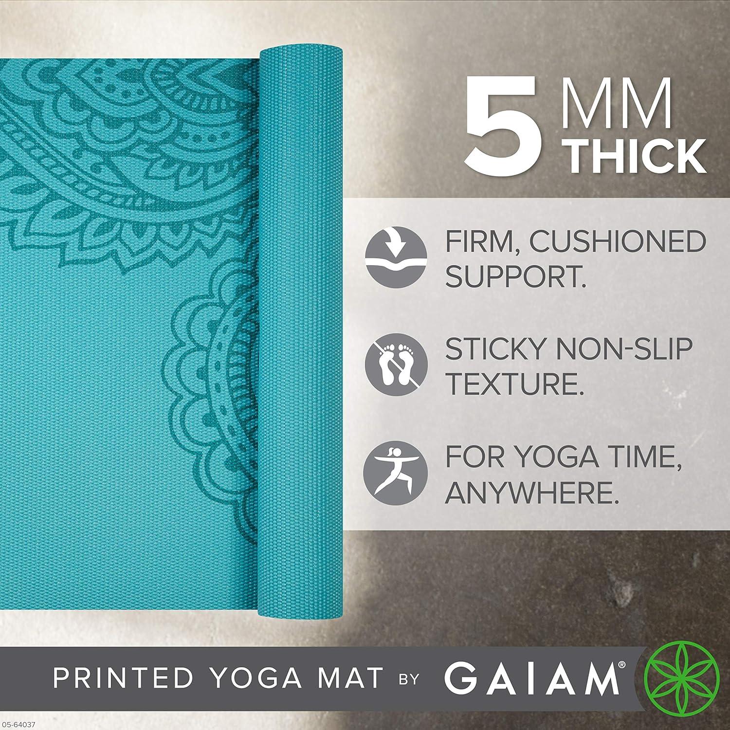 imageGaiam Yoga Mat Premium 5mm Print Thick Non Slip Exercise ampamp Fitness Mat for All Types of Yoga Pilates ampamp Floor Workouts 68quot x 24quot x 5mmPaisley Frost