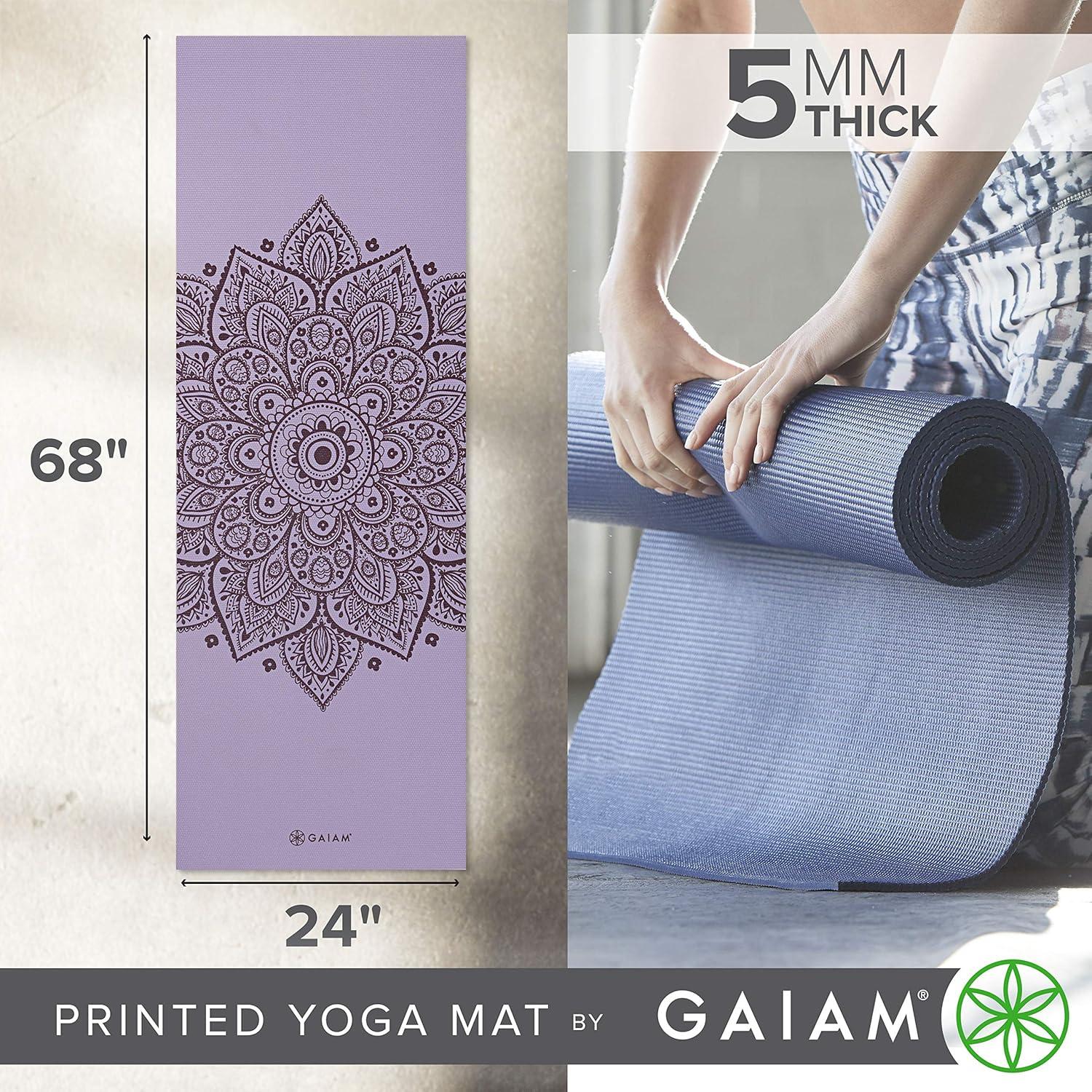 imageGaiam Yoga Mat Premium 5mm Print Thick Non Slip Exercise ampamp Fitness Mat for All Types of Yoga Pilates ampamp Floor Workouts 68quot x 24quot x 5mmNew Lilac Sundial