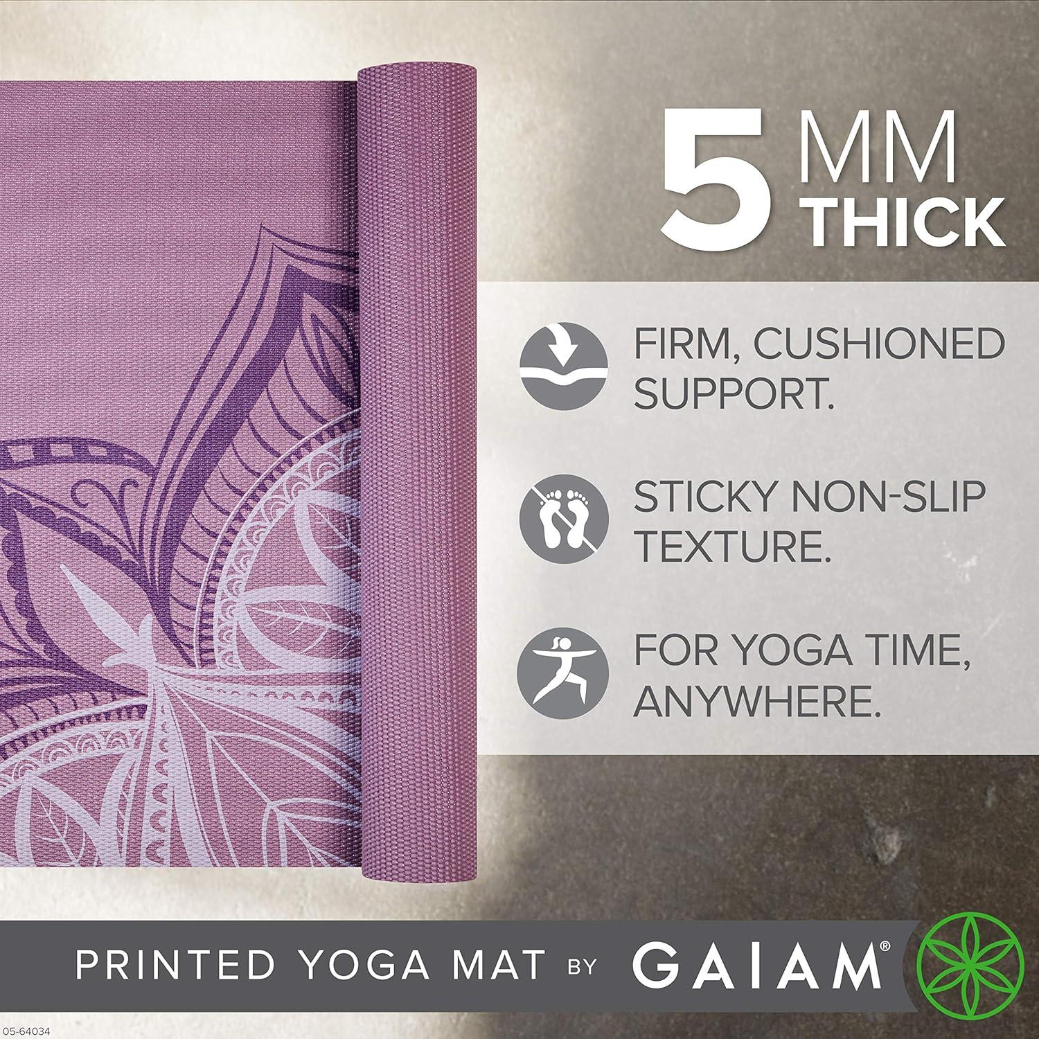 imageGaiam Yoga Mat Premium 5mm Print Thick Non Slip Exercise ampamp Fitness Mat for All Types of Yoga Pilates ampamp Floor Workouts 68quot x 24quot x 5mmViolet Blush Point