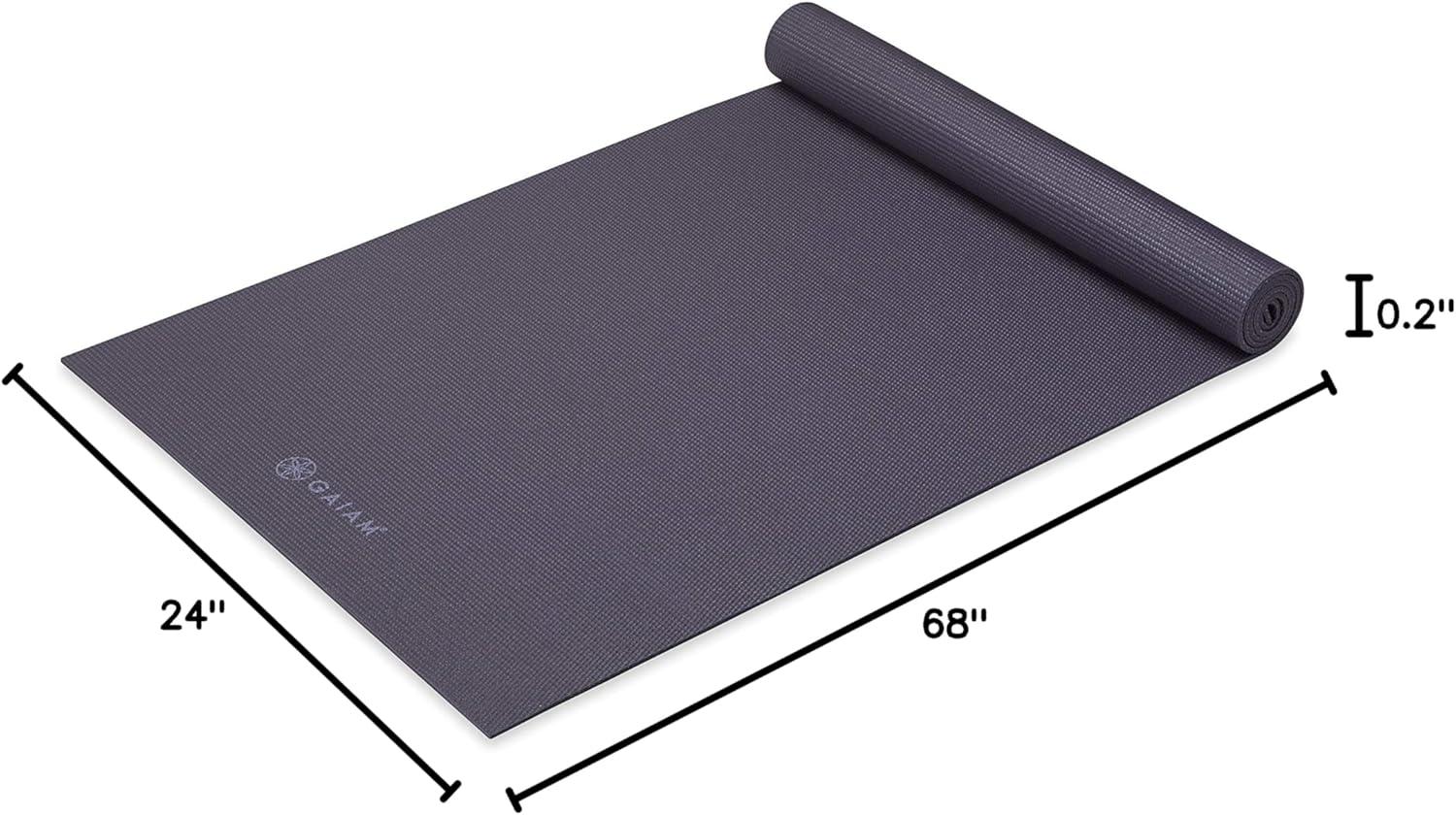 imageGaiam Yoga Mat Premium 5mm Solid Thick Non Slip Exercise ampamp Fitness Mat for All Types of Yoga Pilates ampamp Floor Workouts 68quot x 24quot x 5mmHeron
