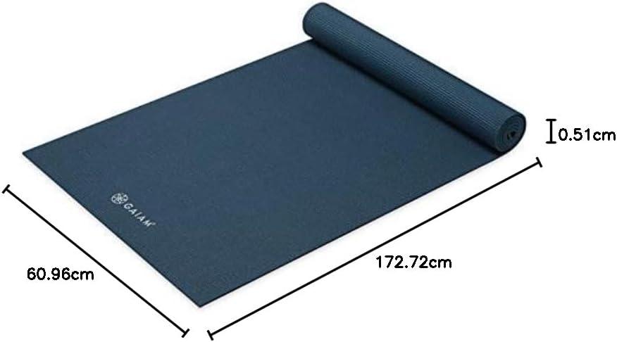 imageGaiam Yoga Mat Premium 5mm Solid Thick Non Slip Exercise ampamp Fitness Mat for All Types of Yoga Pilates ampamp Floor Workouts 68quot x 24quot x 5mmMarine