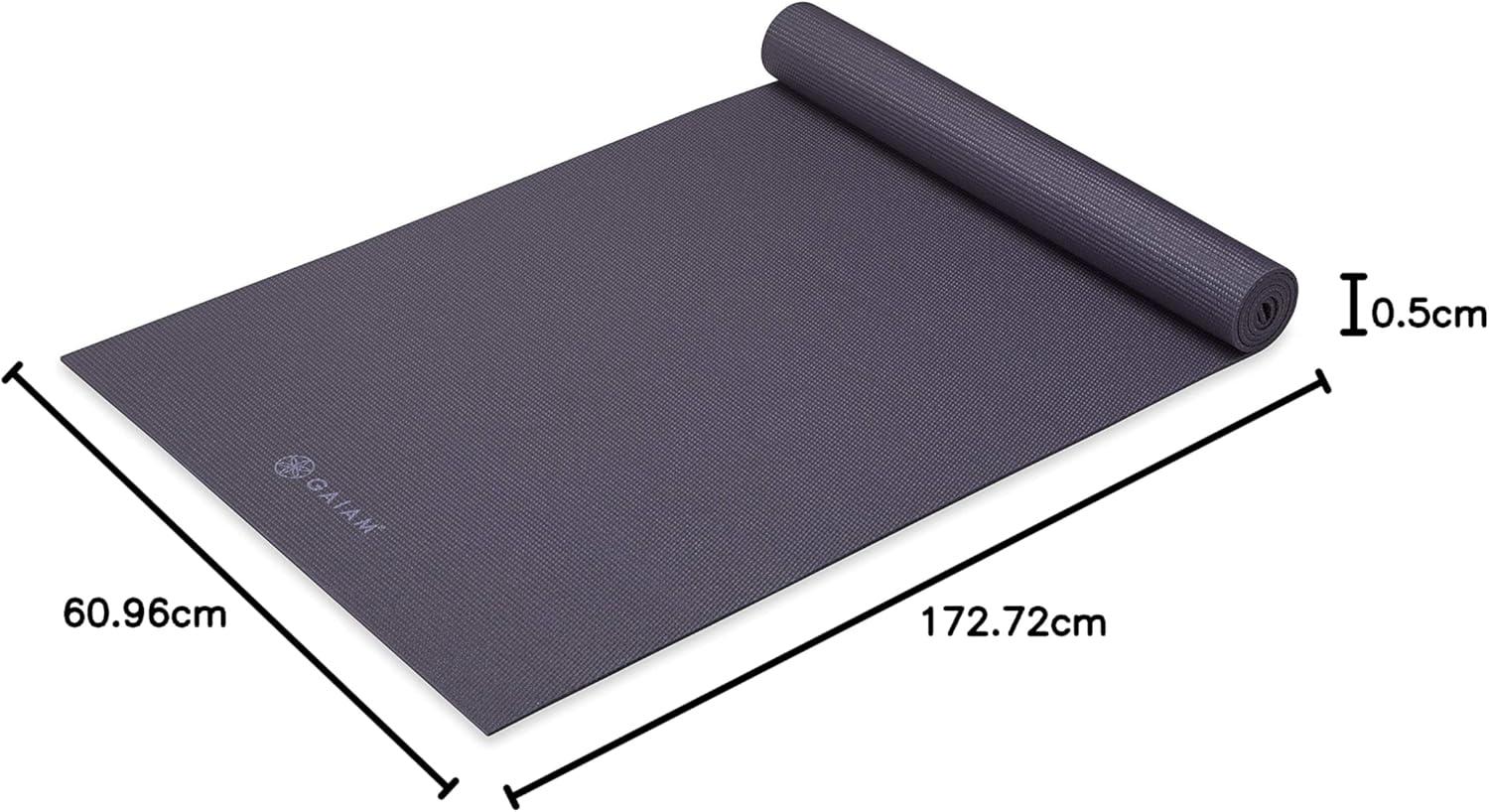 imageGaiam Yoga Mat Premium 5mm Solid Thick Non Slip Exercise ampamp Fitness Mat for All Types of Yoga Pilates ampamp Floor Workouts 68quot x 24quot x 5mmHeron