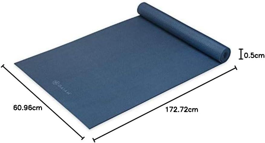 imageGaiam Yoga Mat Premium 5mm Solid Thick Non Slip Exercise ampamp Fitness Mat for All Types of Yoga Pilates ampamp Floor Workouts 68quot x 24quot x 5mmIndigo Ink