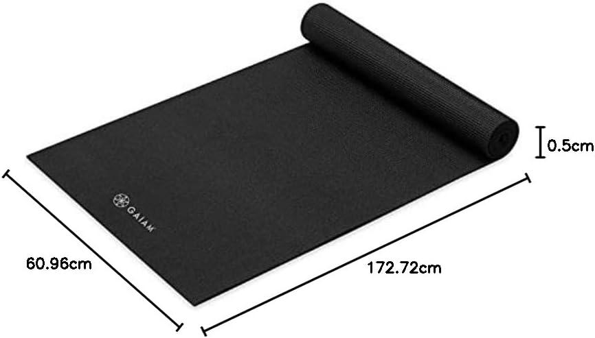 imageGaiam Yoga Mat Premium 5mm Solid Thick Non Slip Exercise ampamp Fitness Mat for All Types of Yoga Pilates ampamp Floor Workouts 68quot x 24quot x 5mmBlack