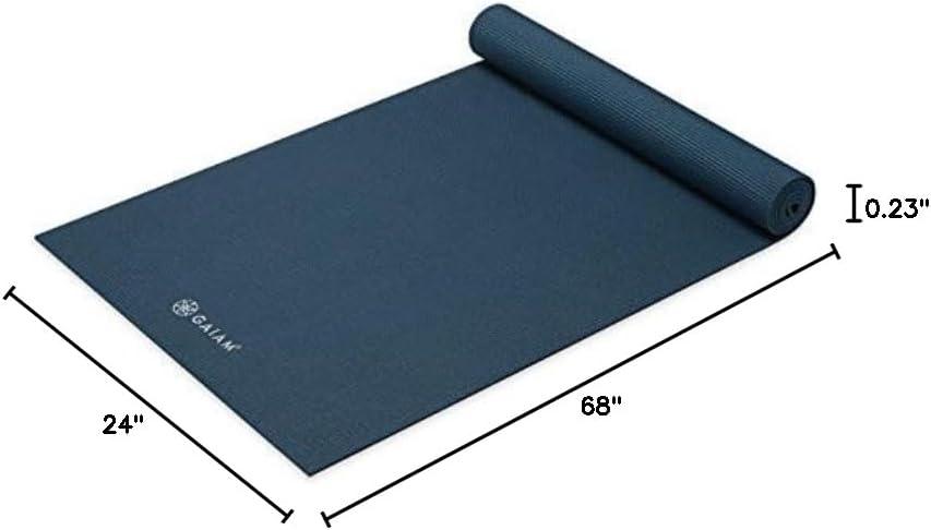 imageGaiam Yoga Mat Premium 5mm Solid Thick Non Slip Exercise ampamp Fitness Mat for All Types of Yoga Pilates ampamp Floor Workouts 68quot x 24quot x 5mmMarine