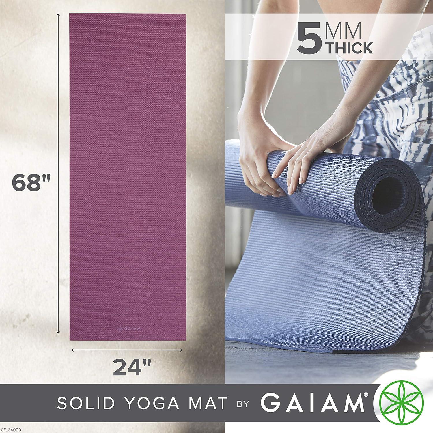 imageGaiam Yoga Mat Premium 5mm Solid Thick Non Slip Exercise ampamp Fitness Mat for All Types of Yoga Pilates ampamp Floor Workouts 68quot x 24quot x 5mmSugar Beet